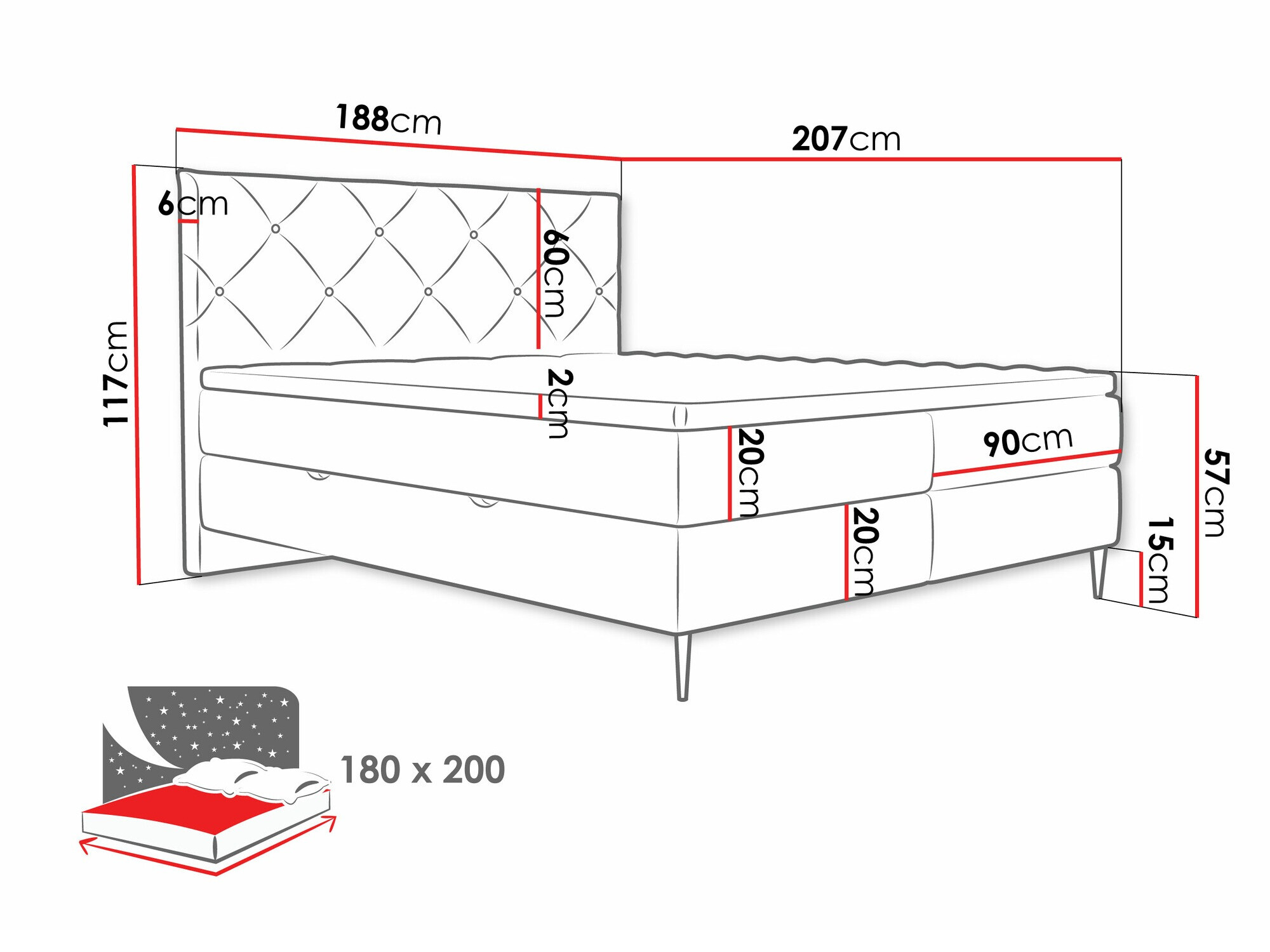 Continental bed ComfiDream Myrel (Verita 16)