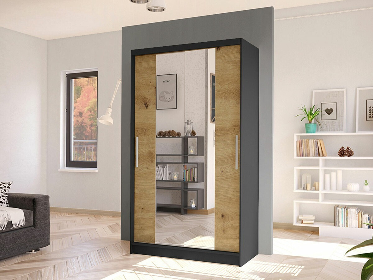 Wardrobe Closico 163 (Black + Artisan oak)