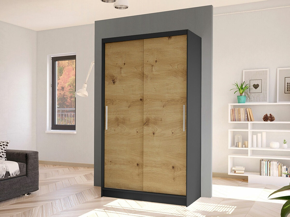 Wardrobe Closico Structor I (Black + Artisan oak)