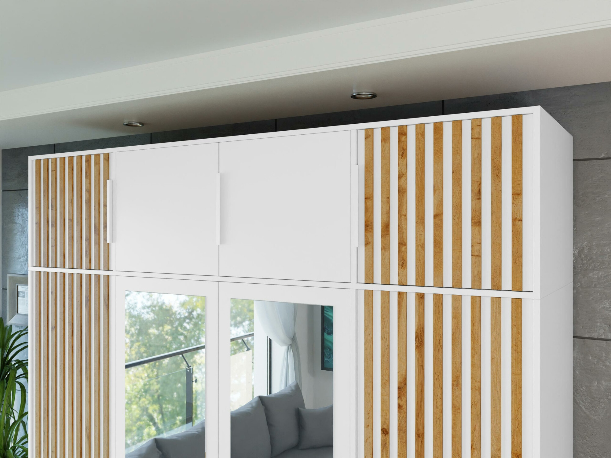 Wardrobe Collis II (White + Wotan Oak)