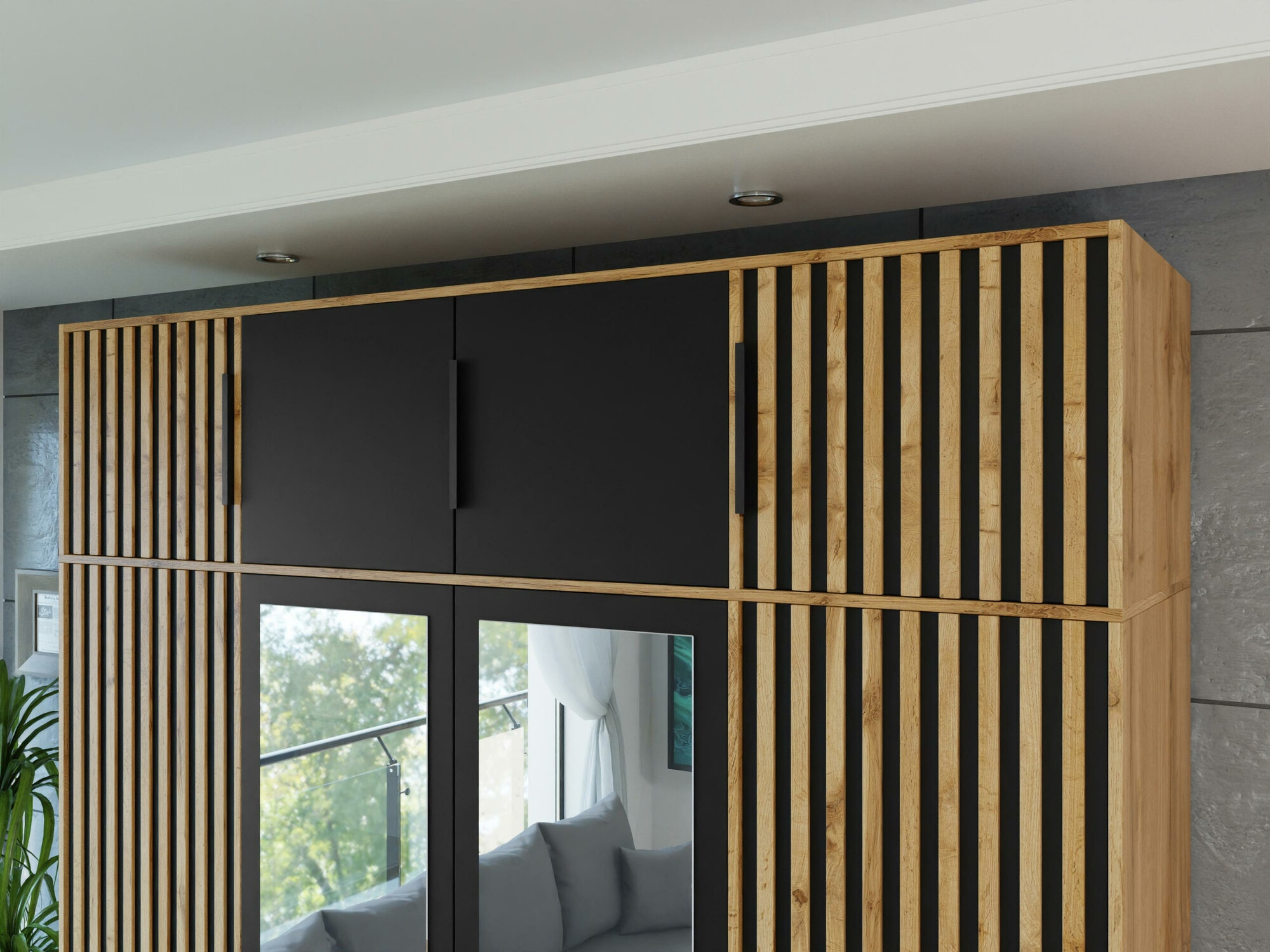 Wardrobe Collis II (Wotan Oak + Black)