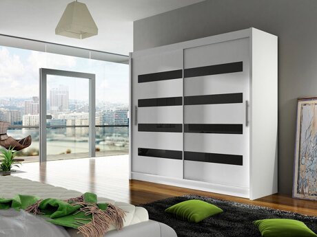 Wardrobe Closico 156 (White + Glossy black)