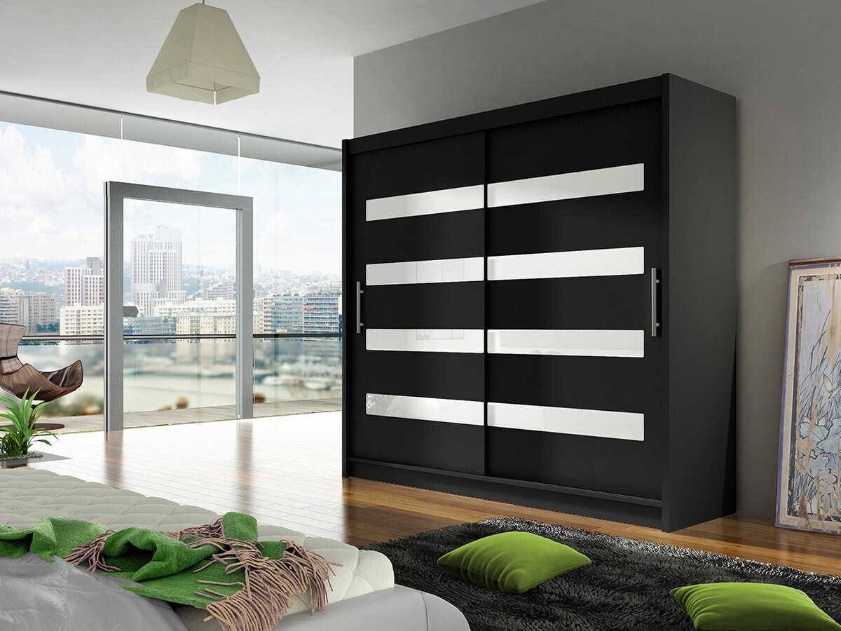Wardrobe Closico Pallor XI (Black + Glossy white)
