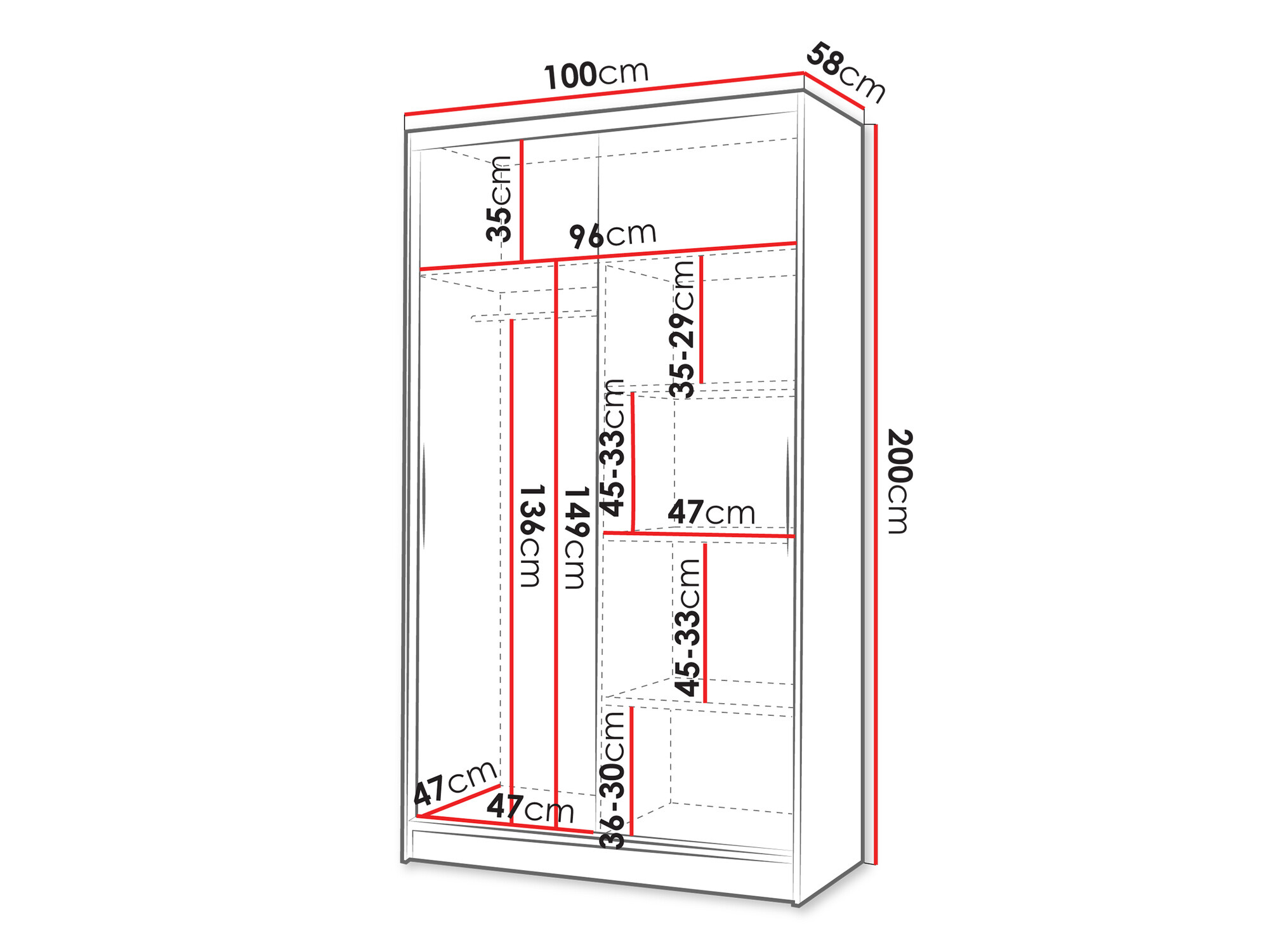 Wardrobe Closico Structor VII (White + Black)