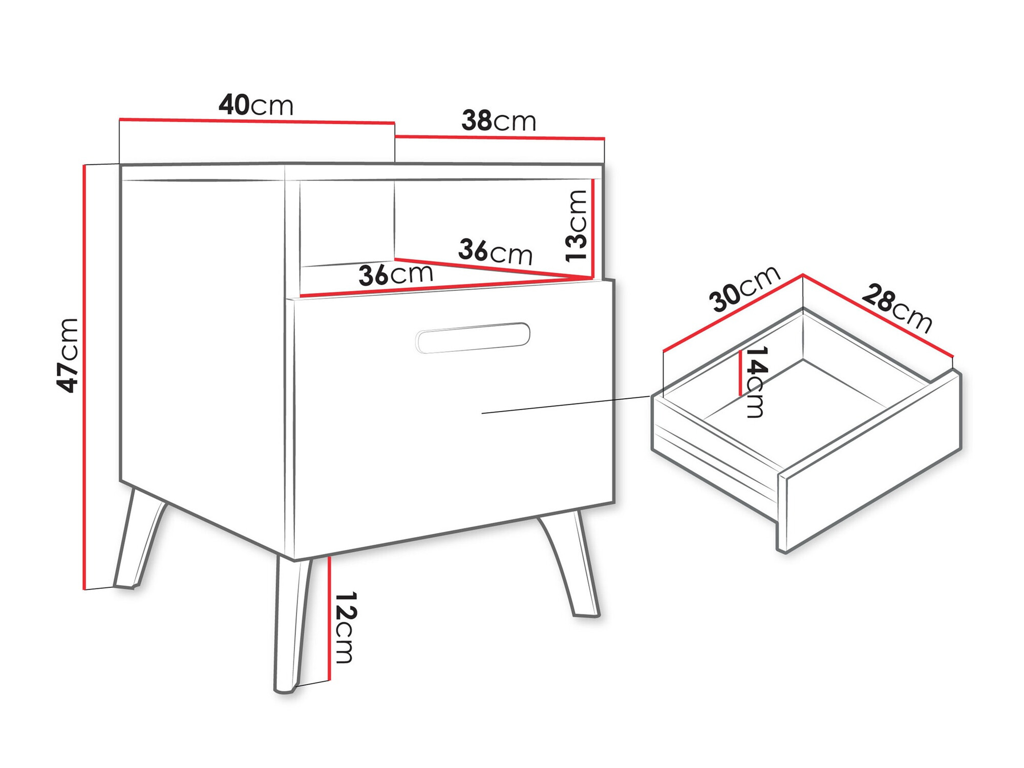 Bedside table Comfivo Capella (Cashmere + Glossy cashmere)