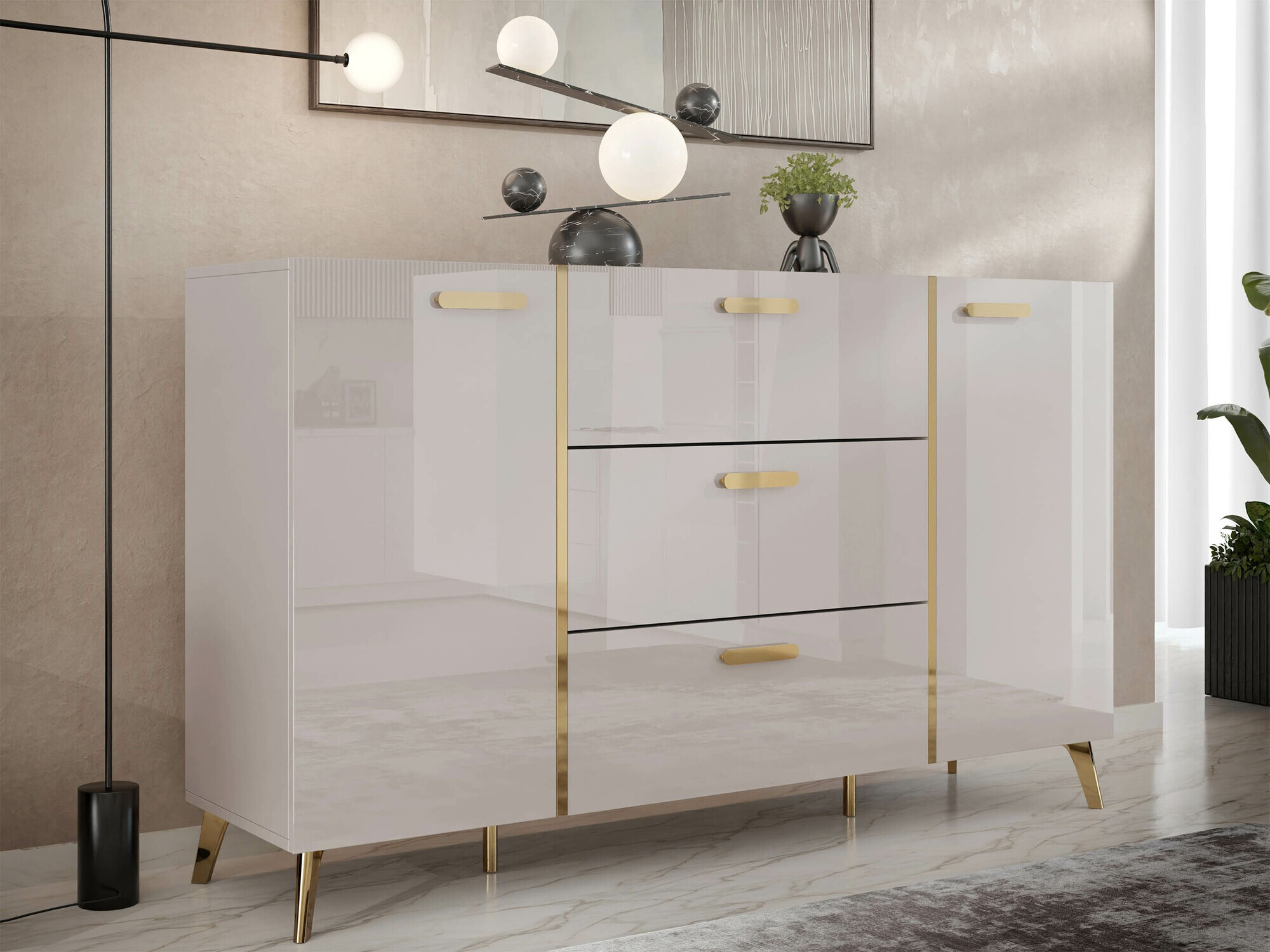 Chest of drawers Comfivo Capella I (Cashmere + Glossy cashmere)