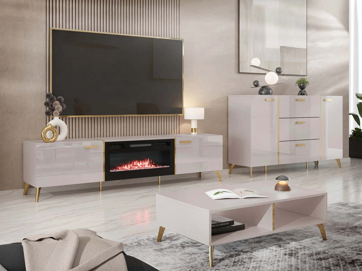 Chest of drawers Comfivo Teslomo 109 (Cashmere + Glossy cashmere)