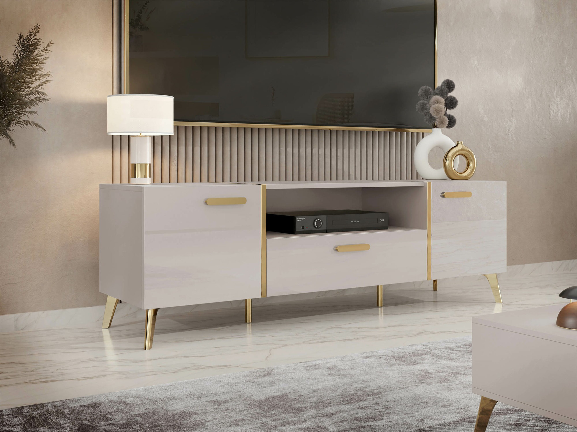 TV stand Comfivo Teslomo 113 (Cashmere + Glossy cashmere)