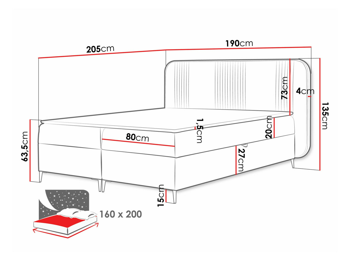 Continental bed Baltimore 196 (Magic Velvet 2216)
