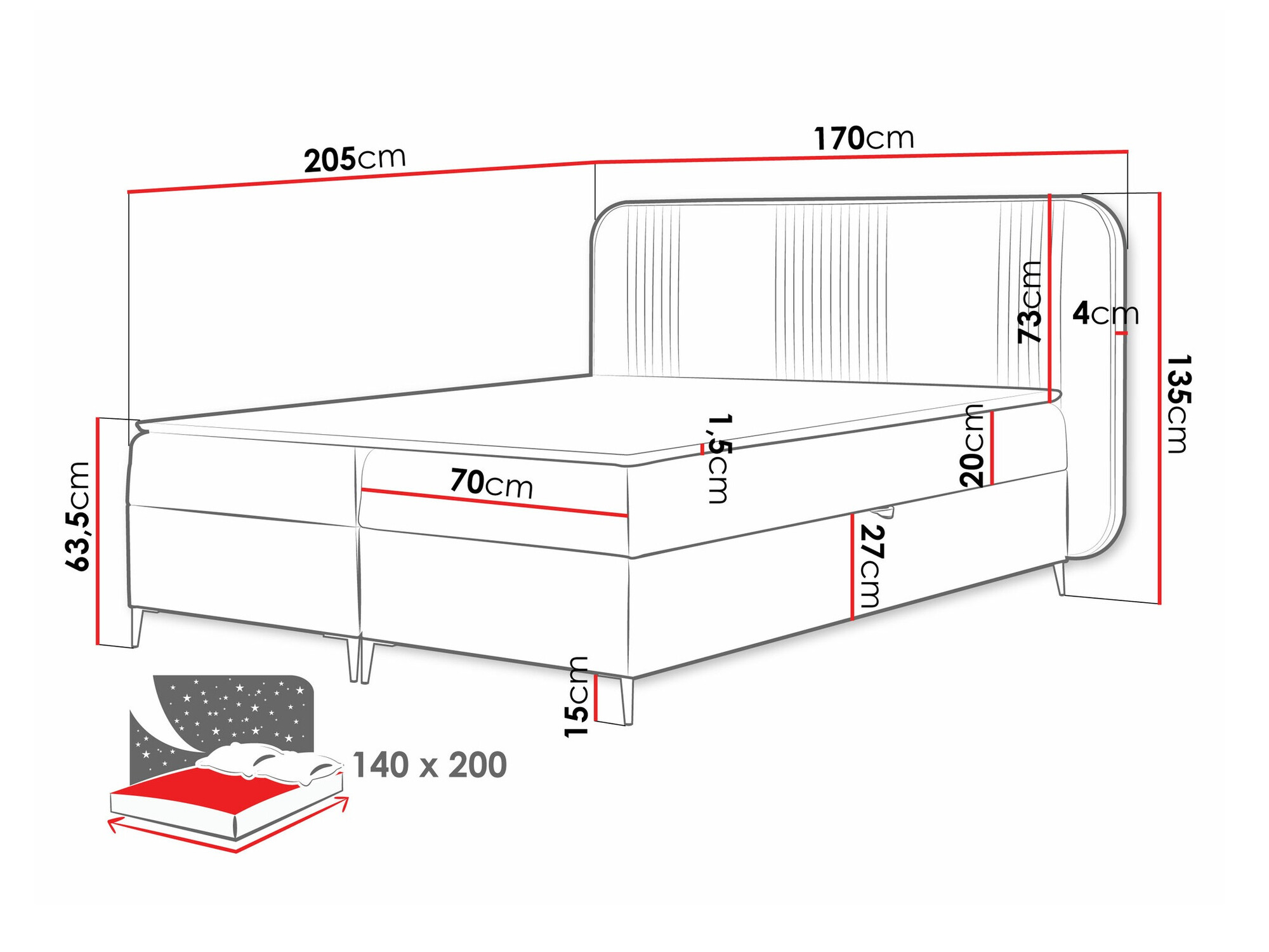 Continental bed Sonus (Magic Velvet 2225)