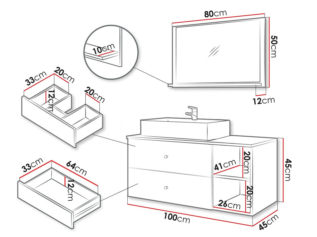 Bathroom set Ophruvi 100 (Black + Black marble)