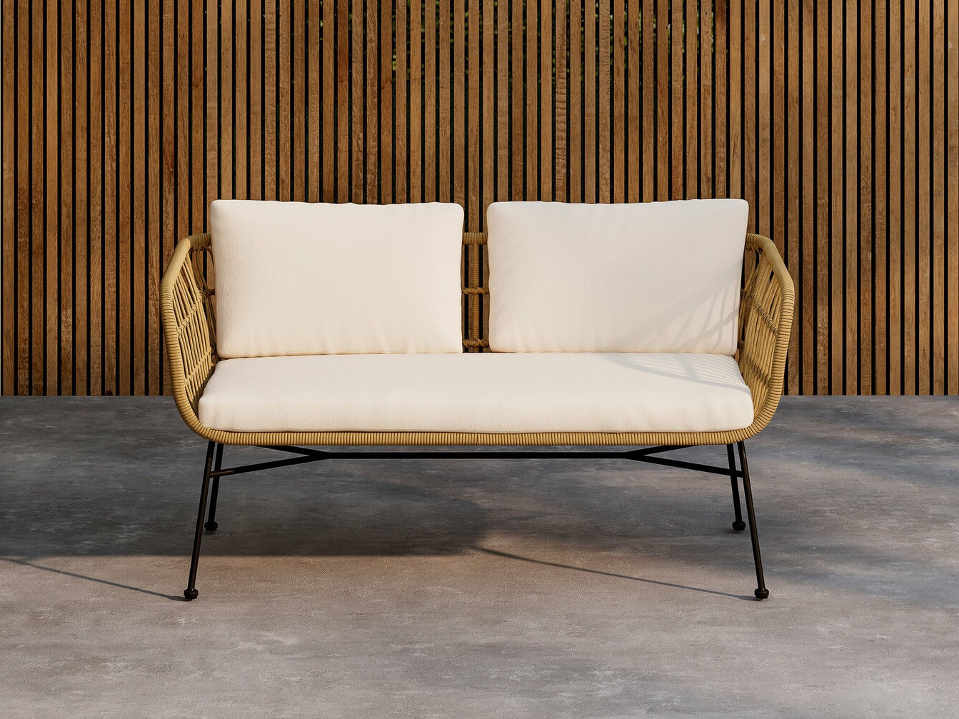 Outdoor sofa Dallas 5187 (Light wood + Beige)