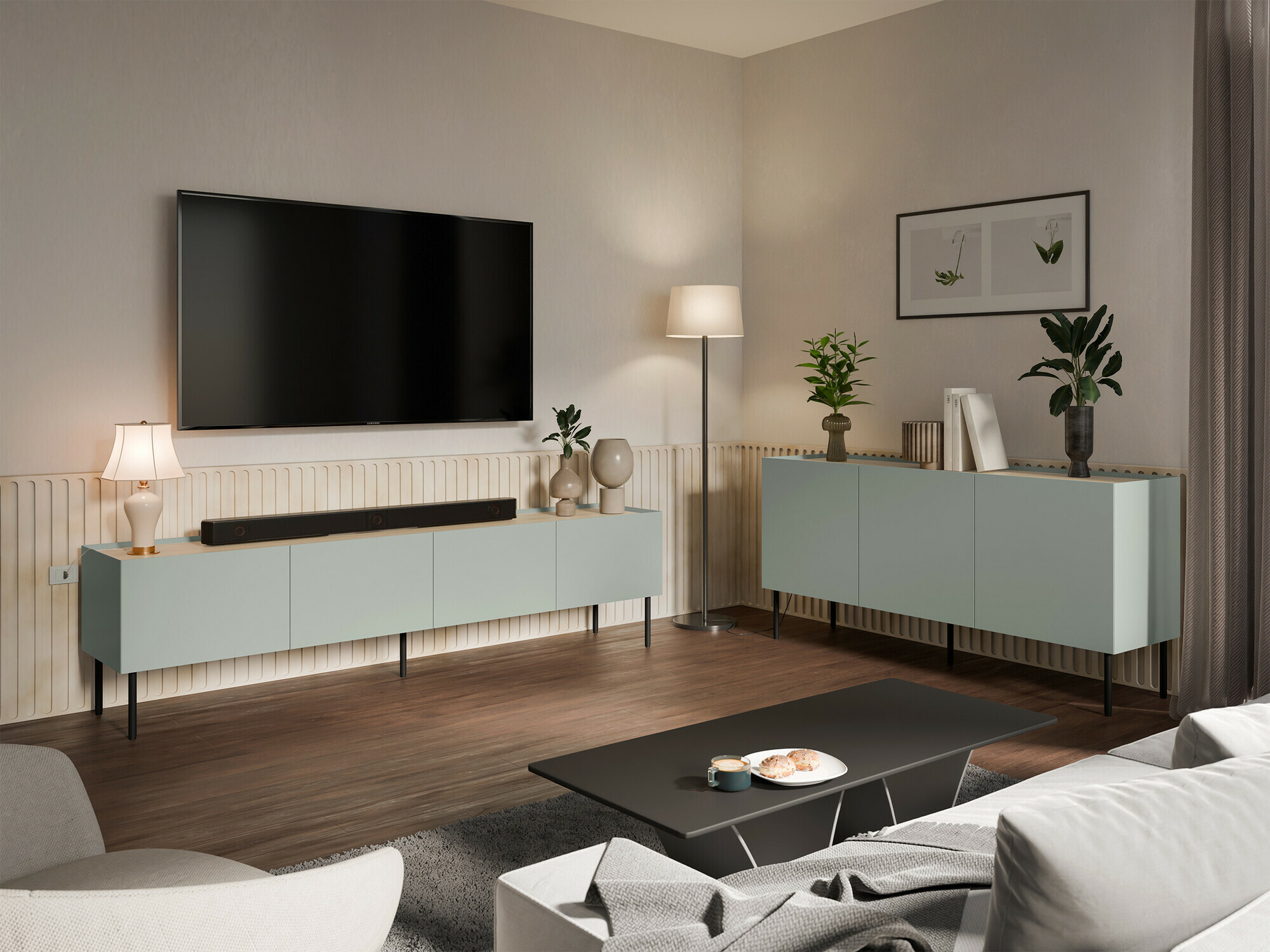 Living room set Melbela 109 (Light olive tree + Oak)