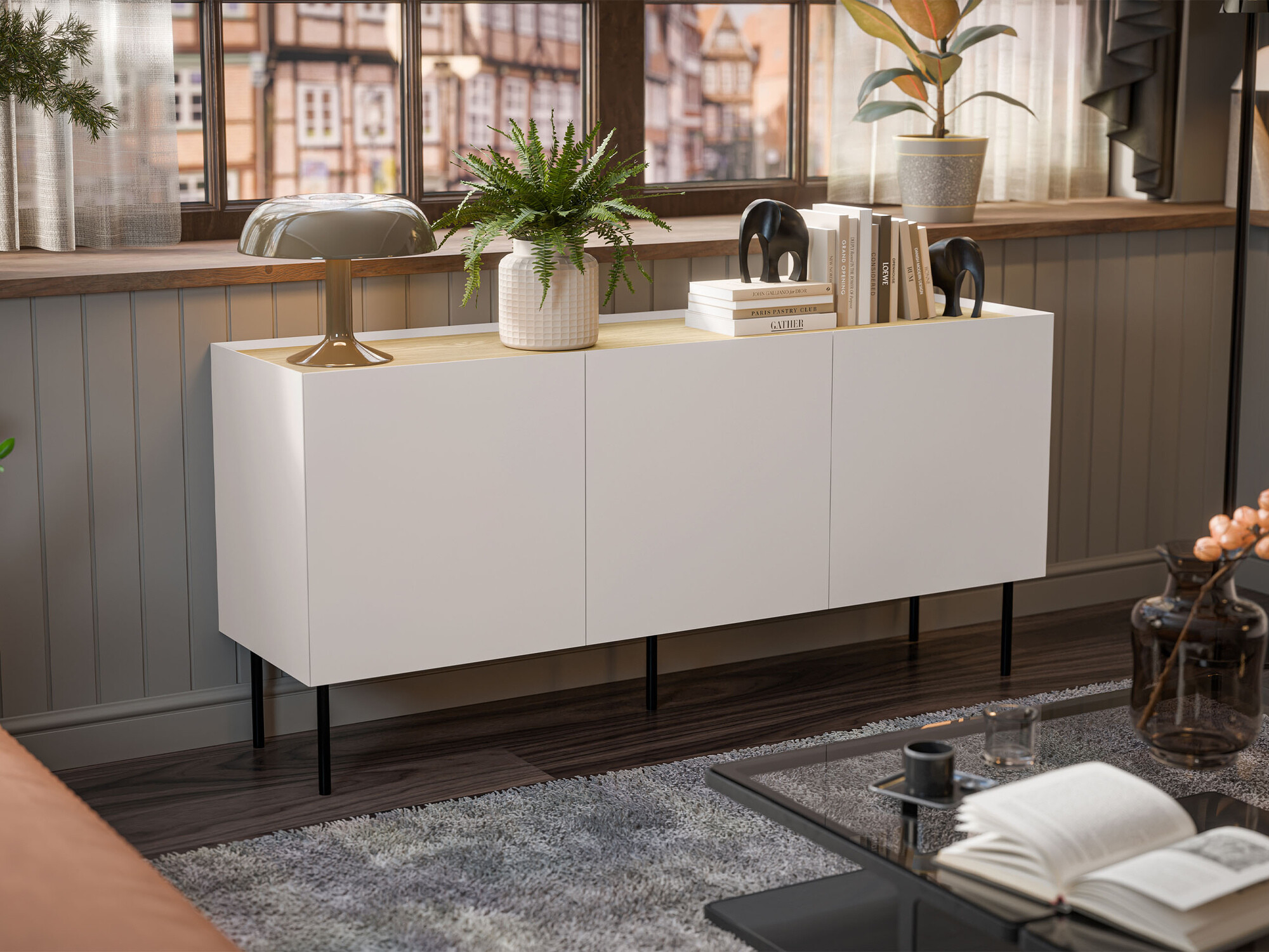 Sideboard Melbela 104 (Cashmere + Oak)