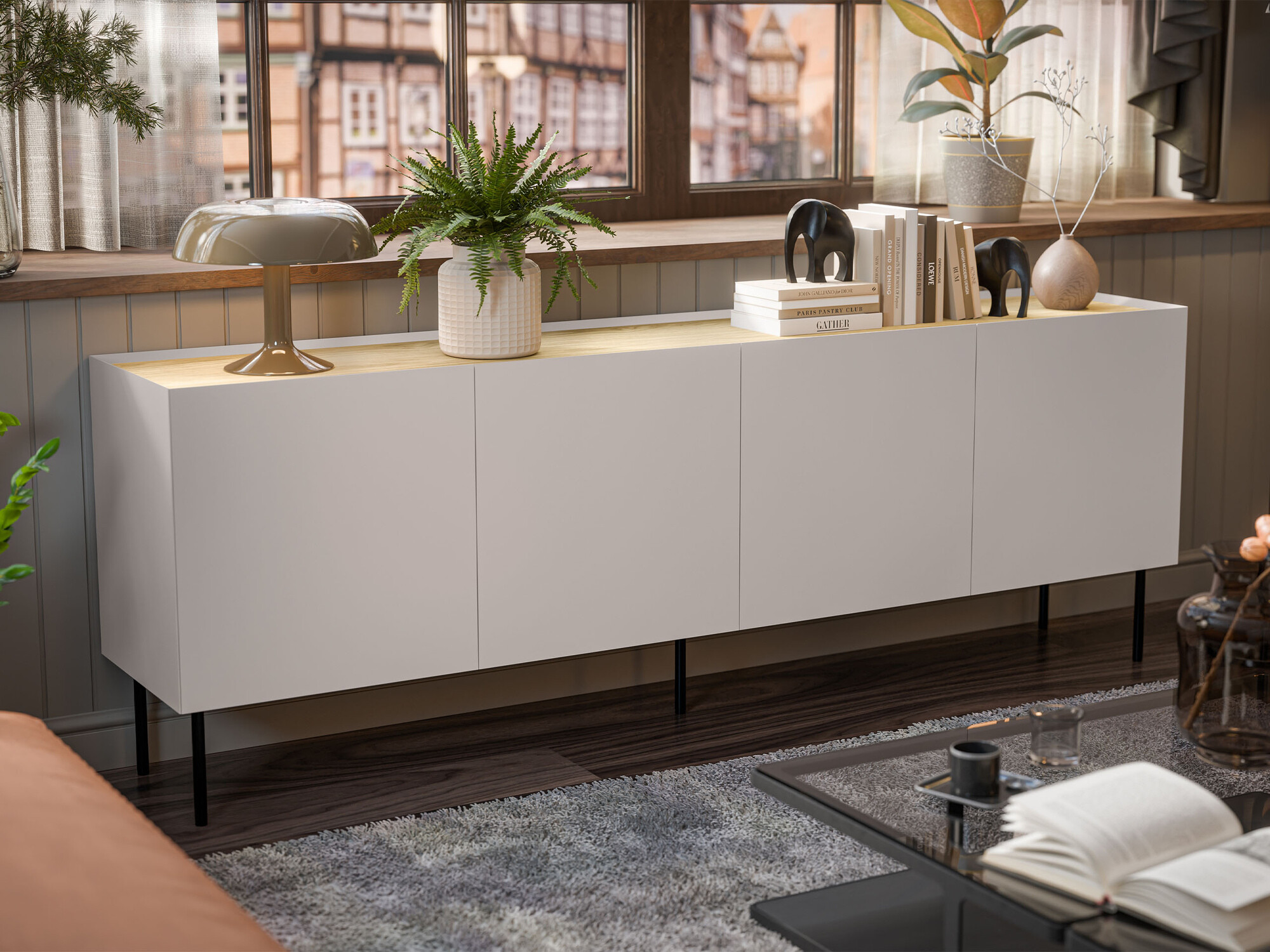 Sideboard Melbela 105 (Cashmere + Oak)