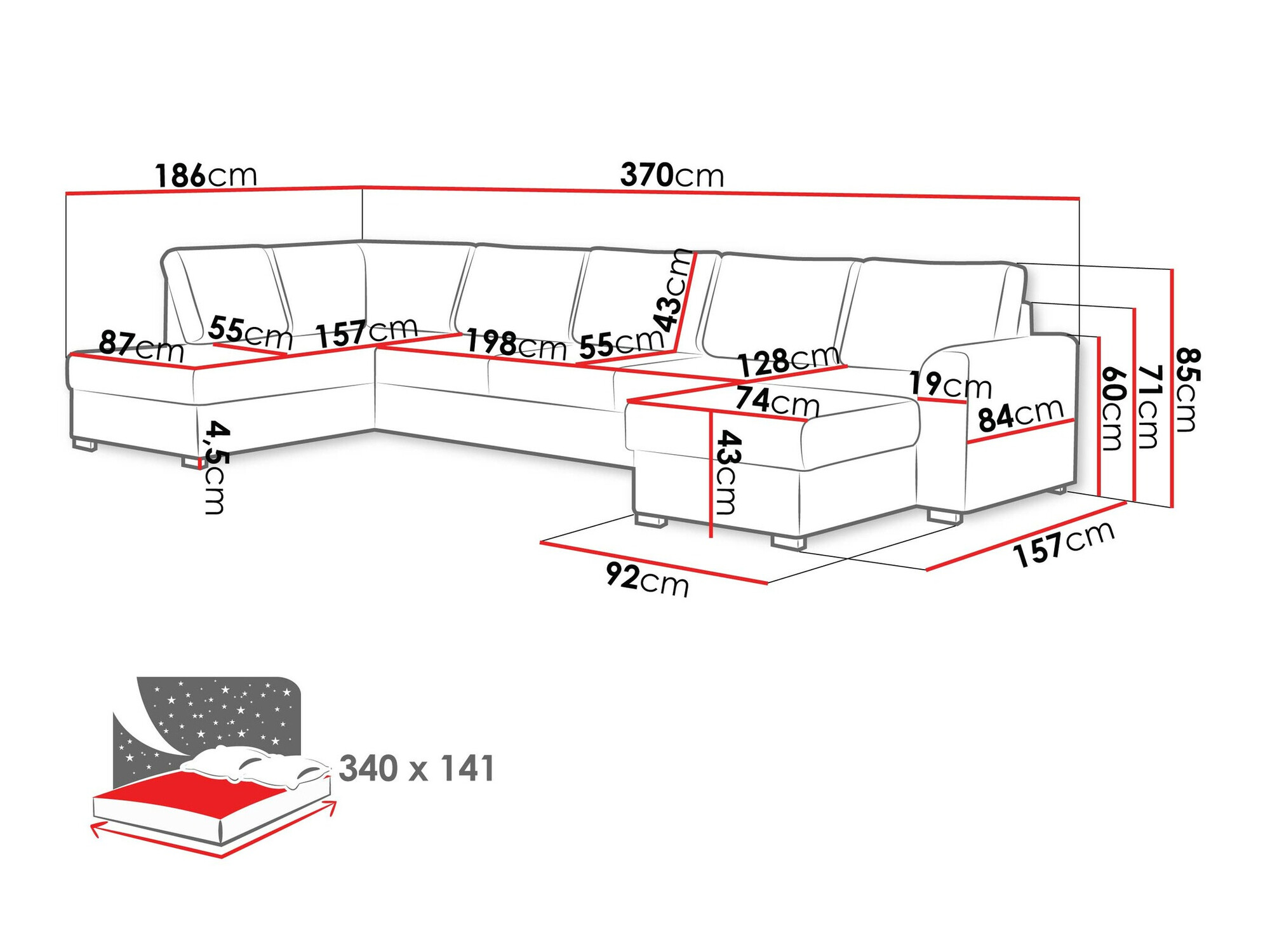 Corner sofa Comfivo Flumen I (Clara 215.02)
