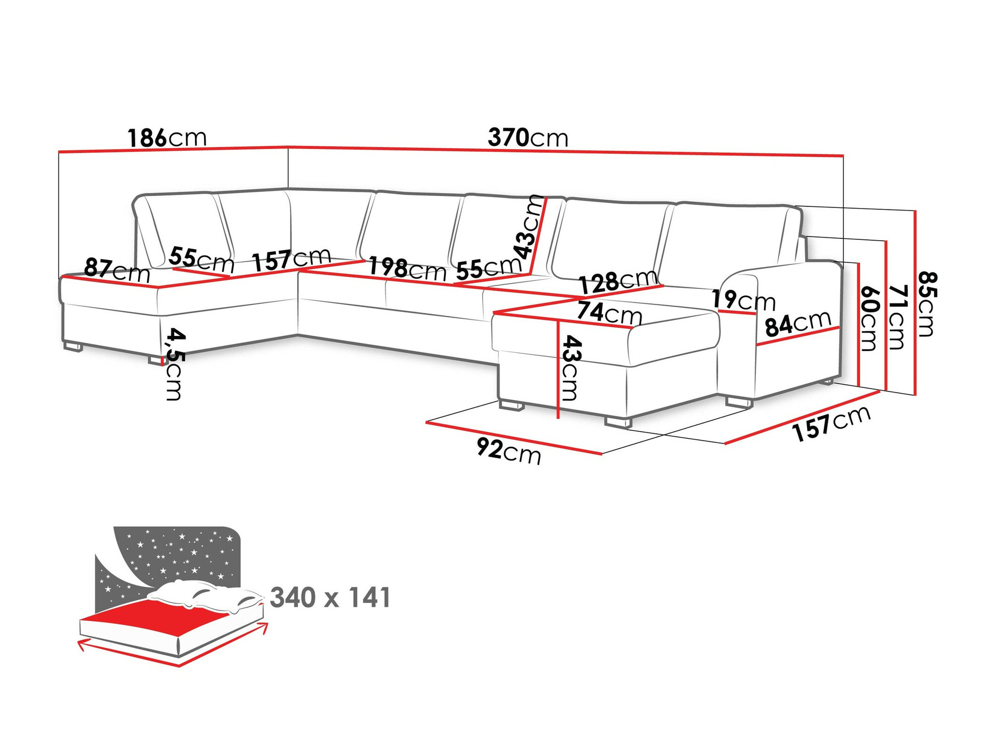 Corner sofa Comfivo Flumen I (Clara 215.10)