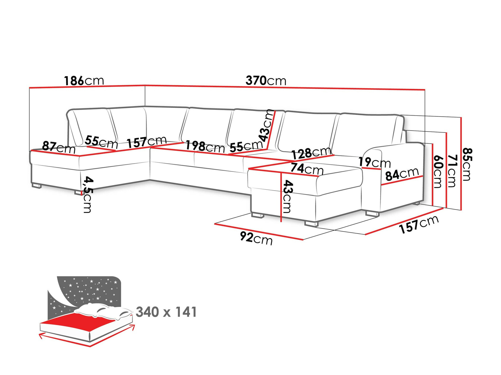 Corner sofa Comfivo Flumen I (Clara 215.10)
