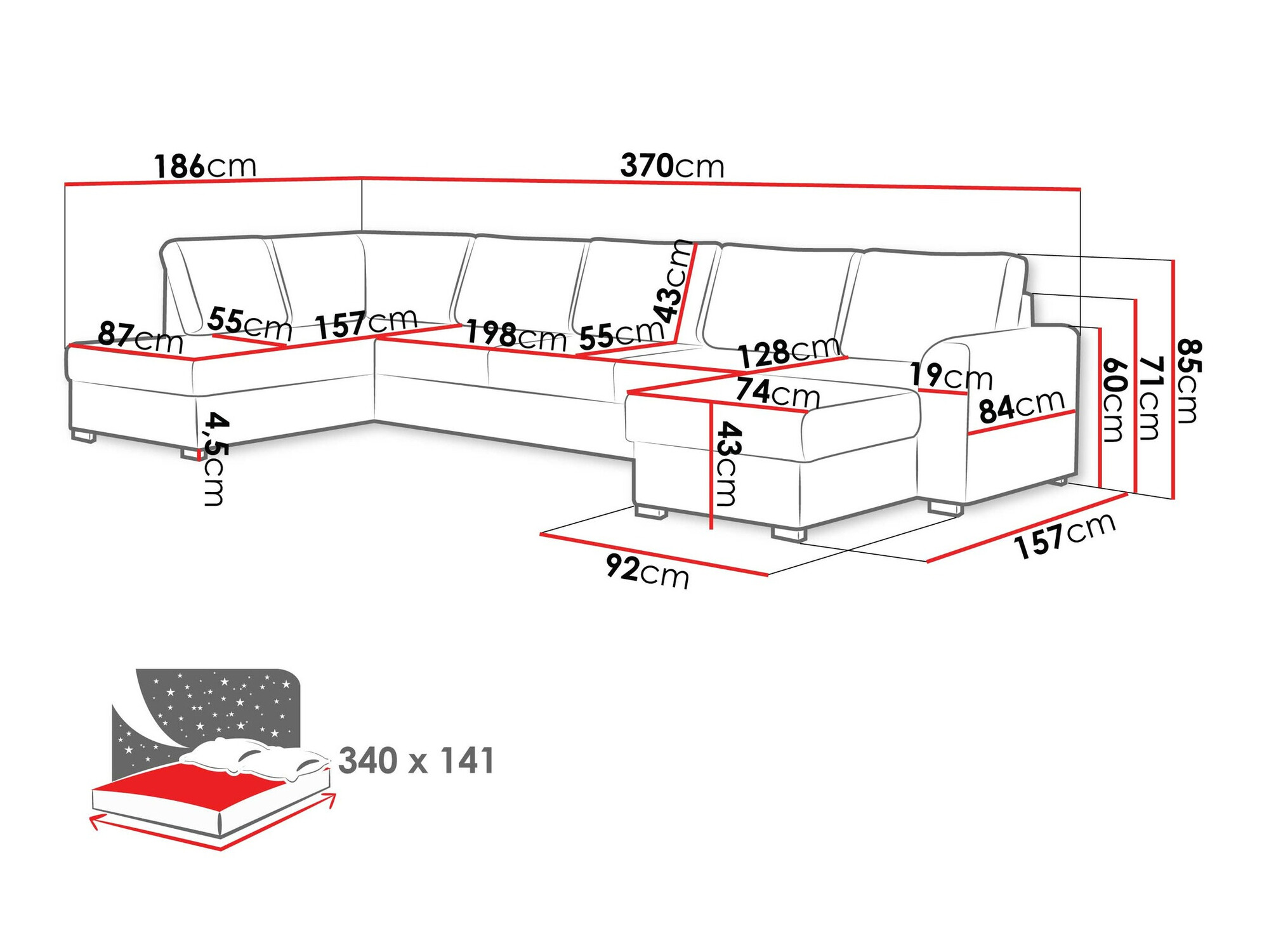 Corner sofa Comfivo Flumen I (Coral 55)