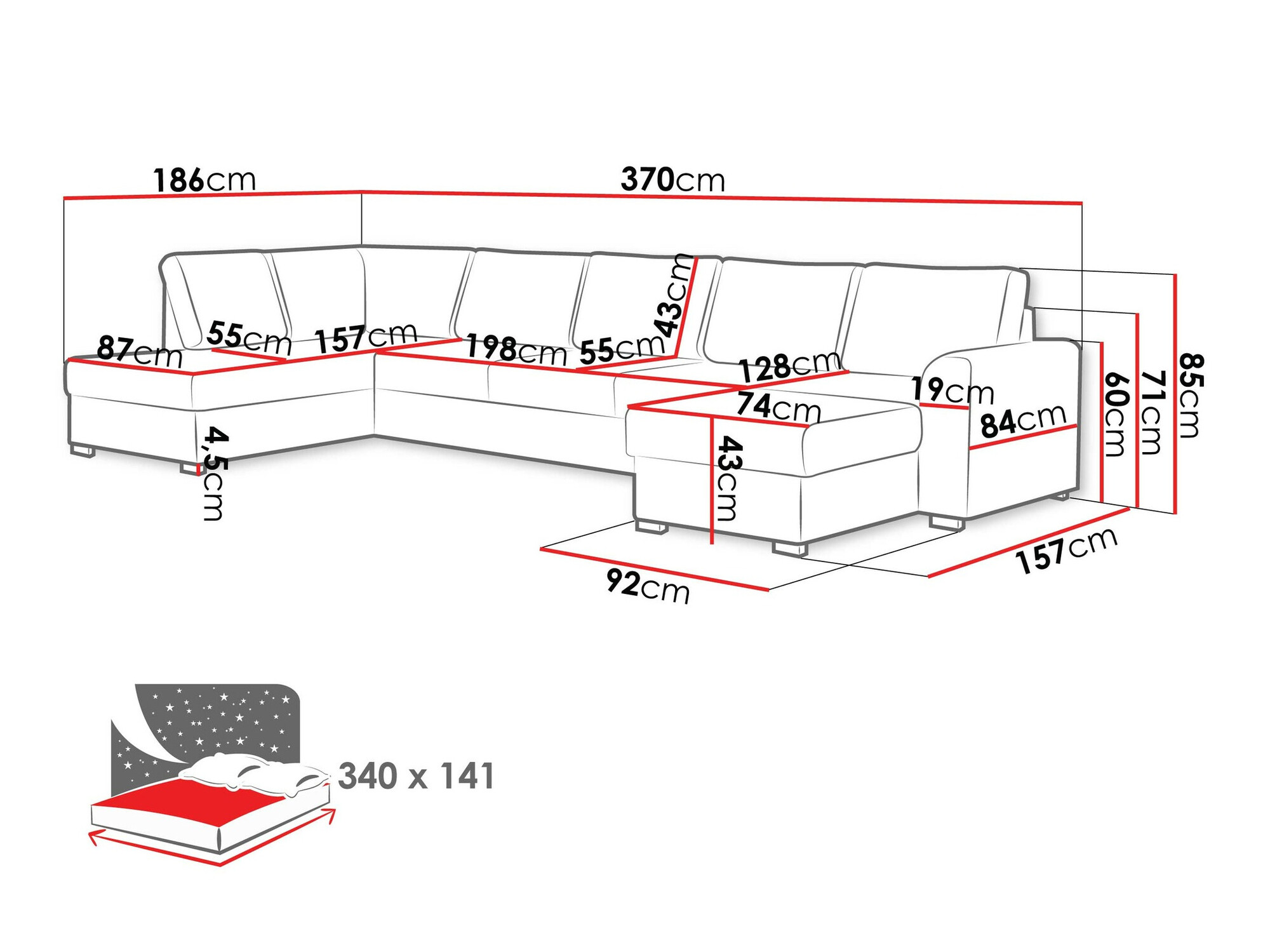 Corner sofa Comfivo Flumen I (Coral 55)