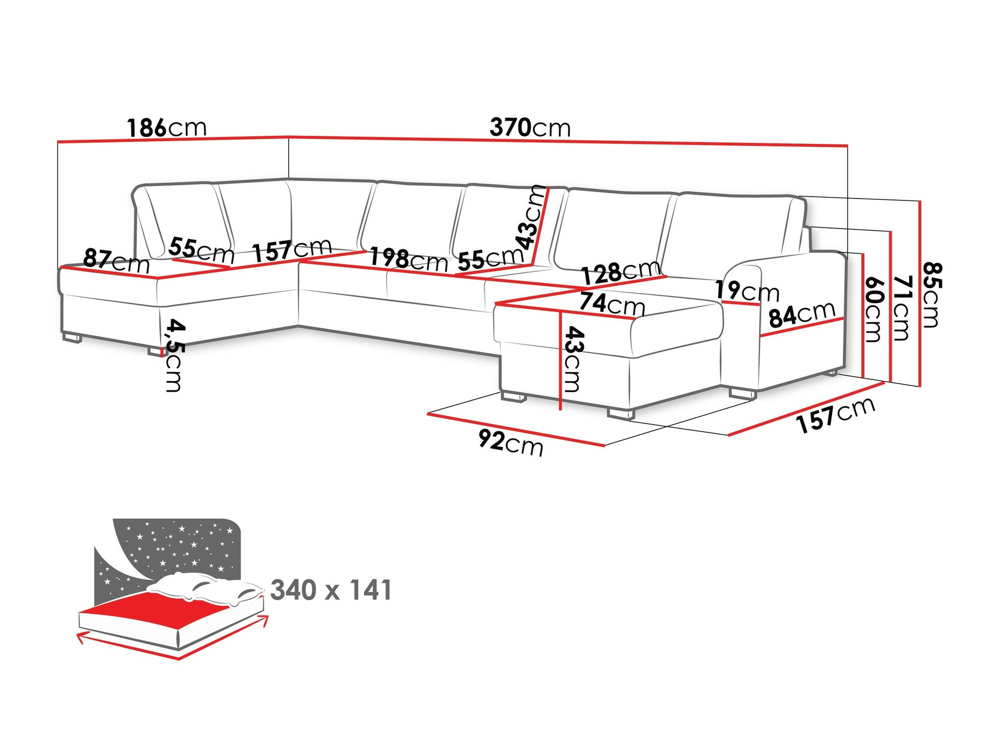 Corner sofa Comfivo Flumen I (Magic Velvet 2217)