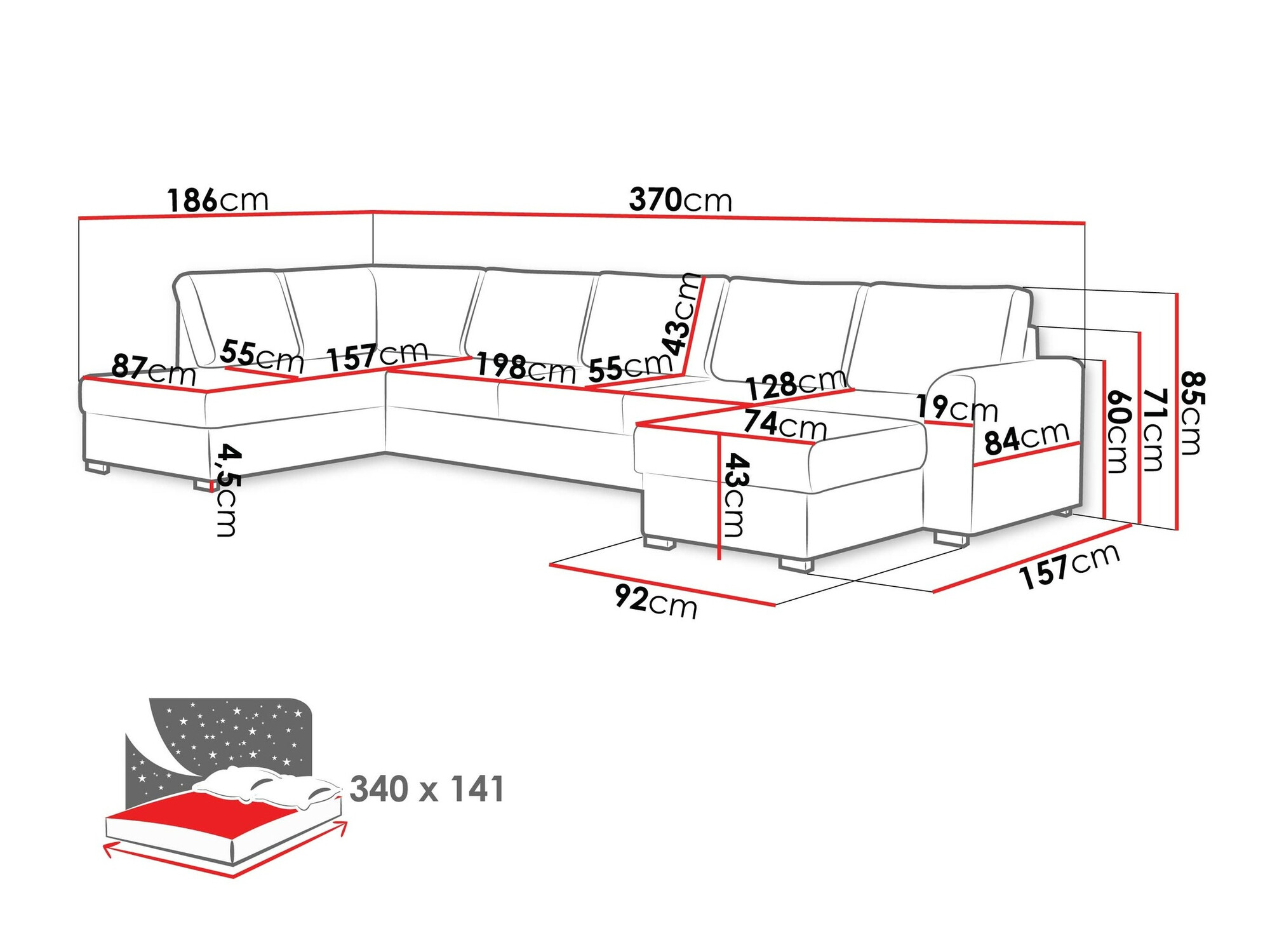 Corner sofa Comfivo Flumen I (Magic Velvet 2217)