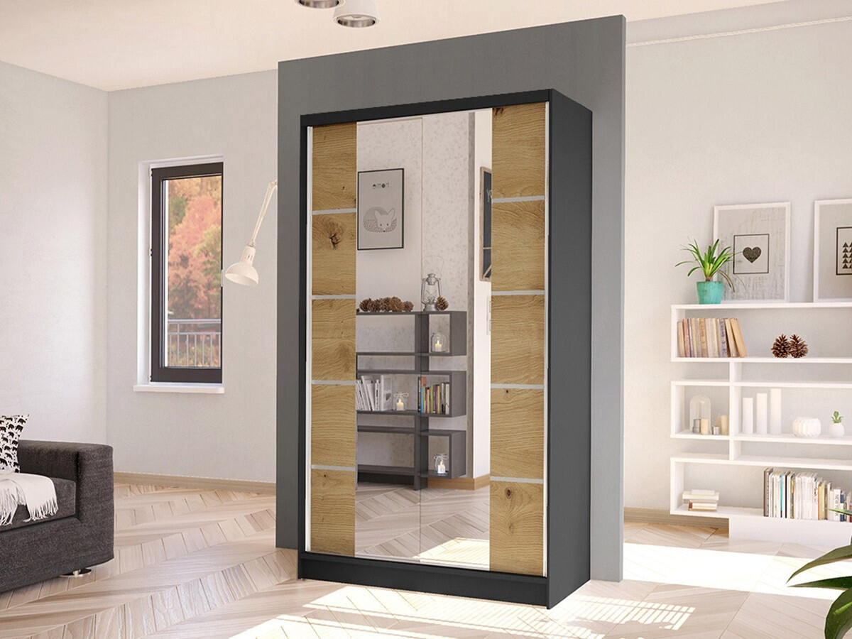 Wardrobe Closico 168 (Black + Artisan oak)
