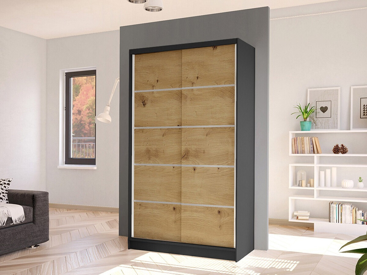 Wardrobe Closico Fractor IV (Black + Artisan oak)