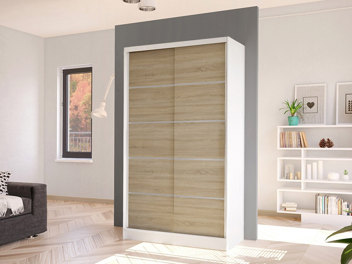 Wardrobe Closico Fractor IV (White + Sonoma oak)