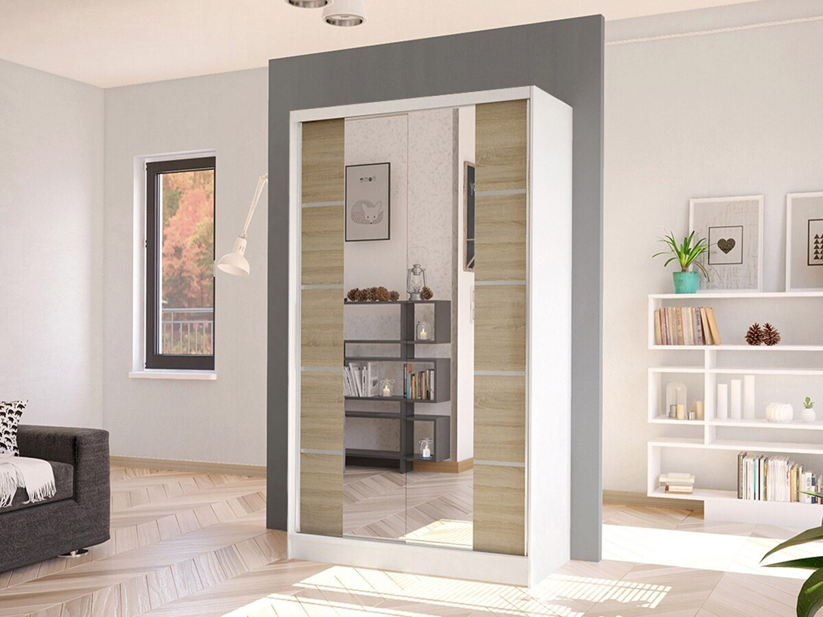 Wardrobe Closico Fractor V (White + Sonoma oak)