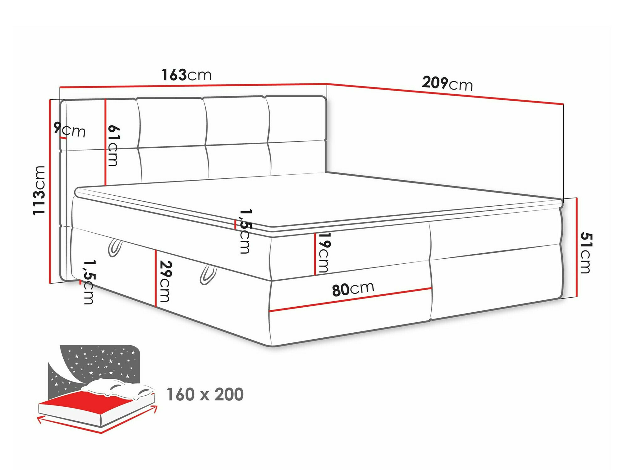 Continental bed ComfiDream Nivina (Curio 80)
