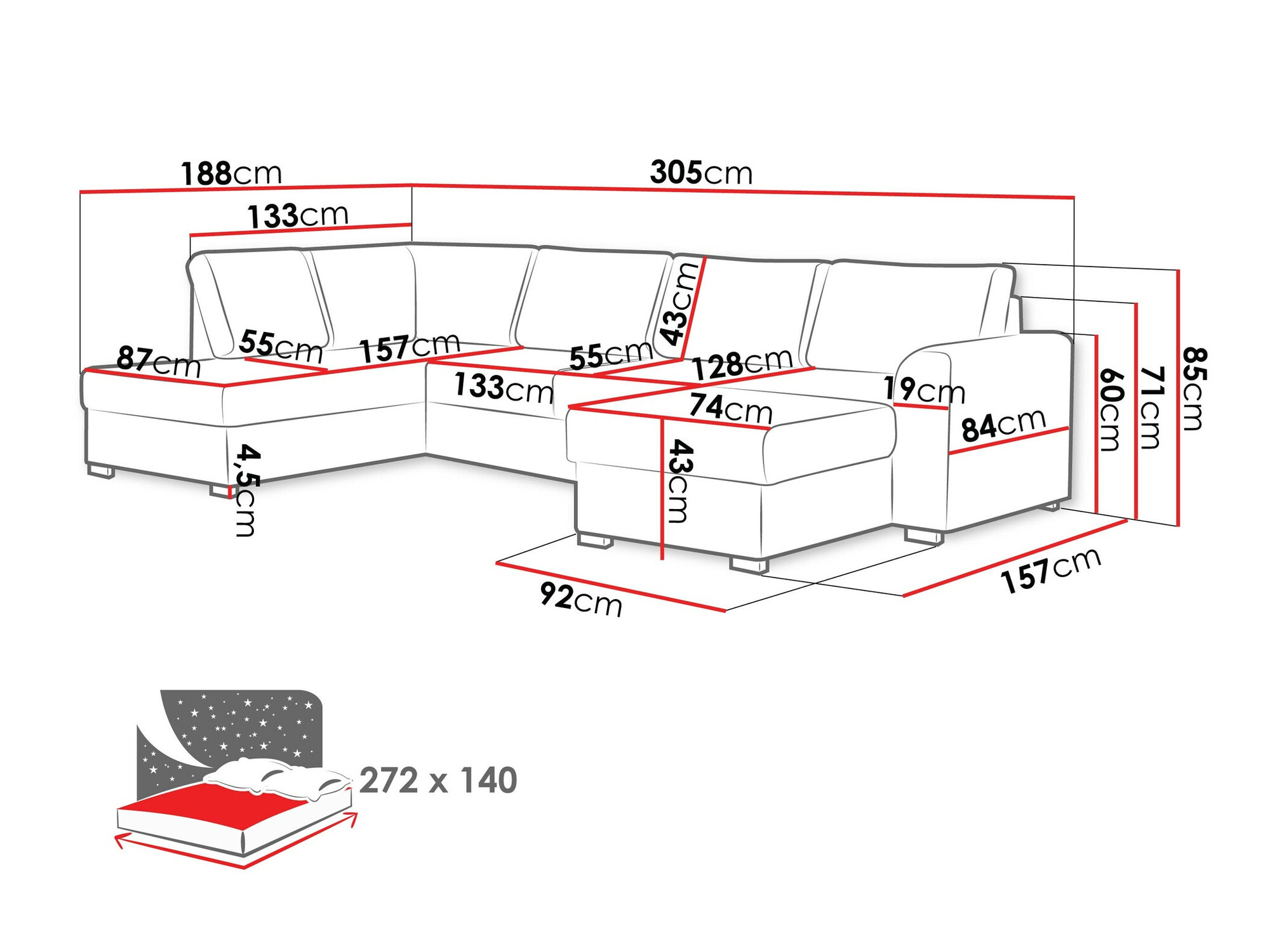 Corner sofa Comfivo Flumen (Clara 215.02)
