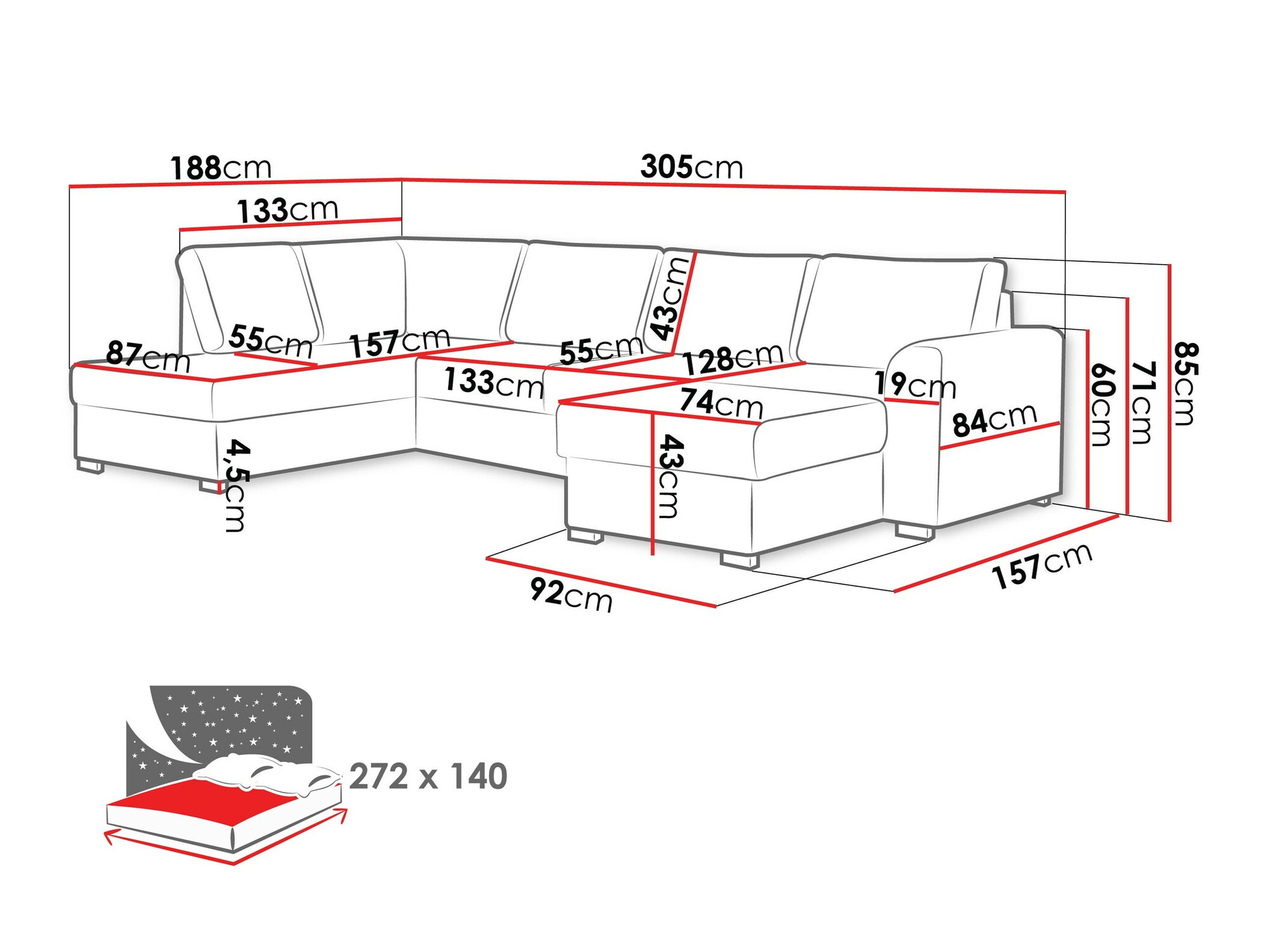 Corner sofa Comfivo Flumen (Clara 215.10)