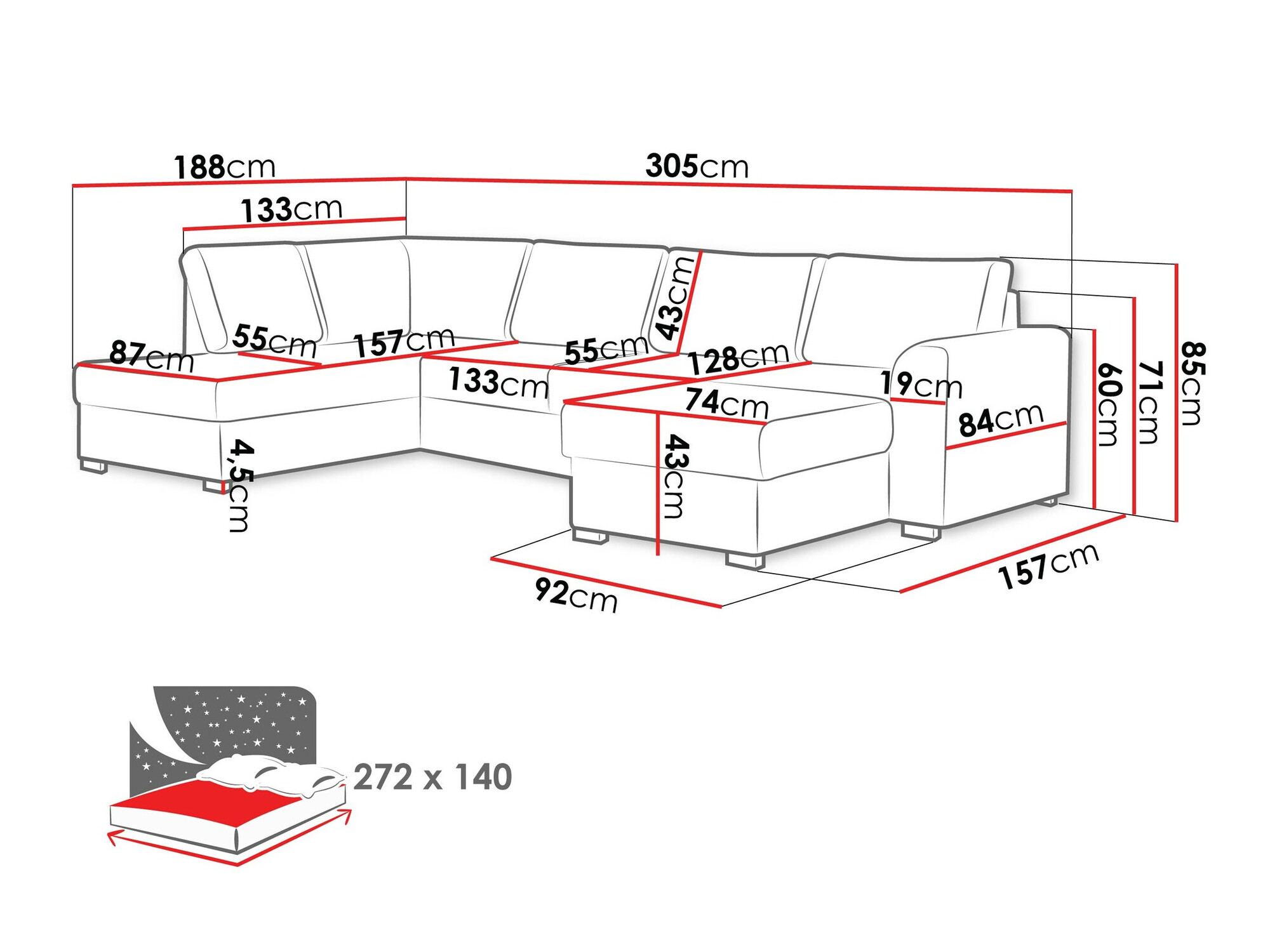 Corner sofa Comfivo Flumen (Coral 45)