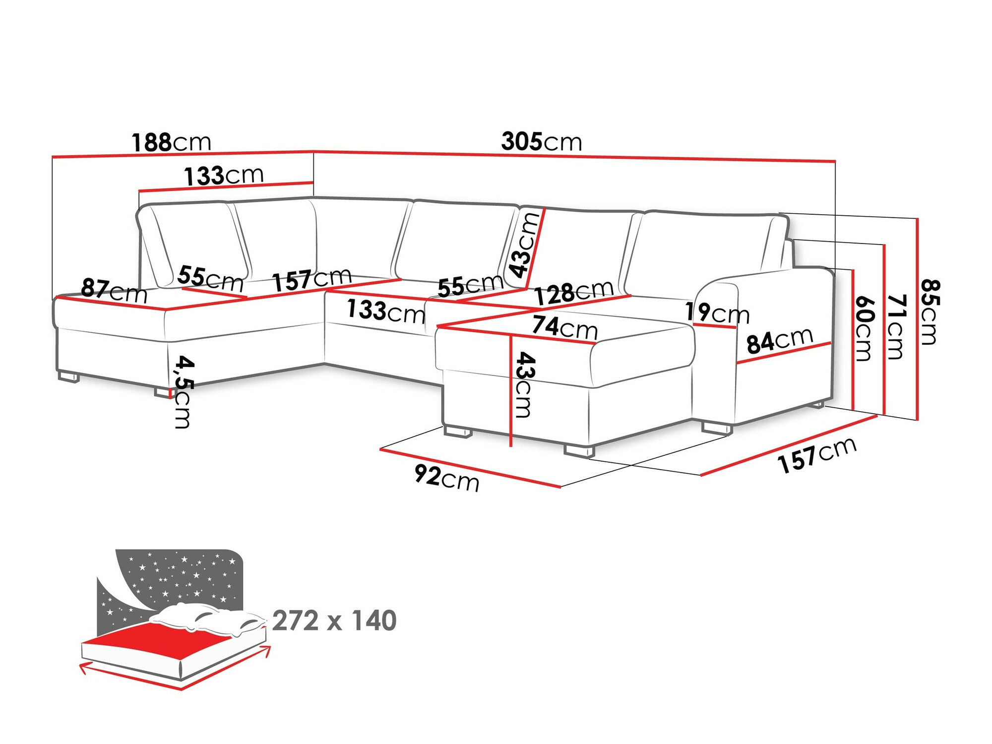 Corner sofa Comfivo Flumen (Flow 06)