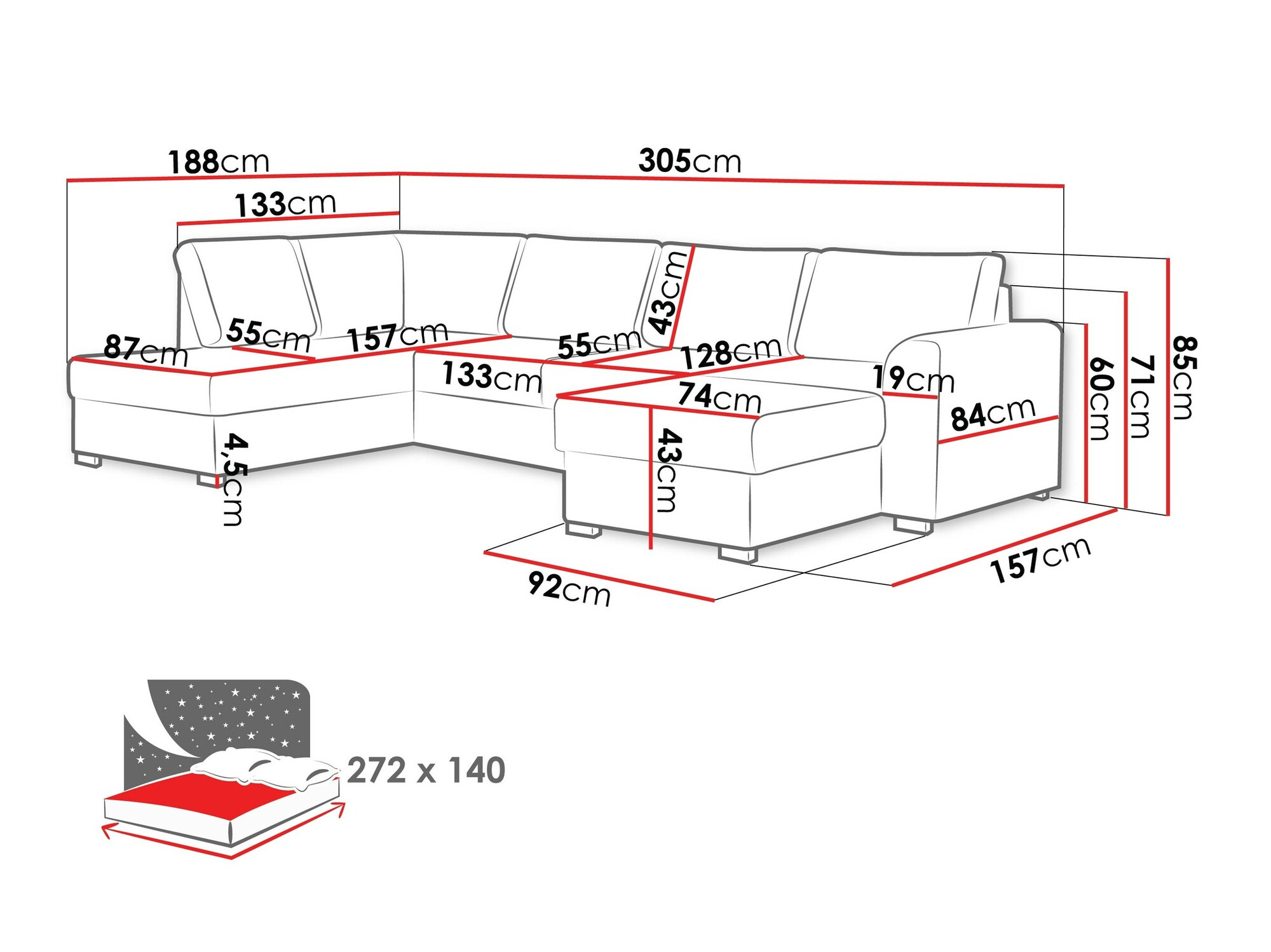 Corner sofa Comfivo Flumen (Magic Velvet 2219 + Venus Velvet 2926)