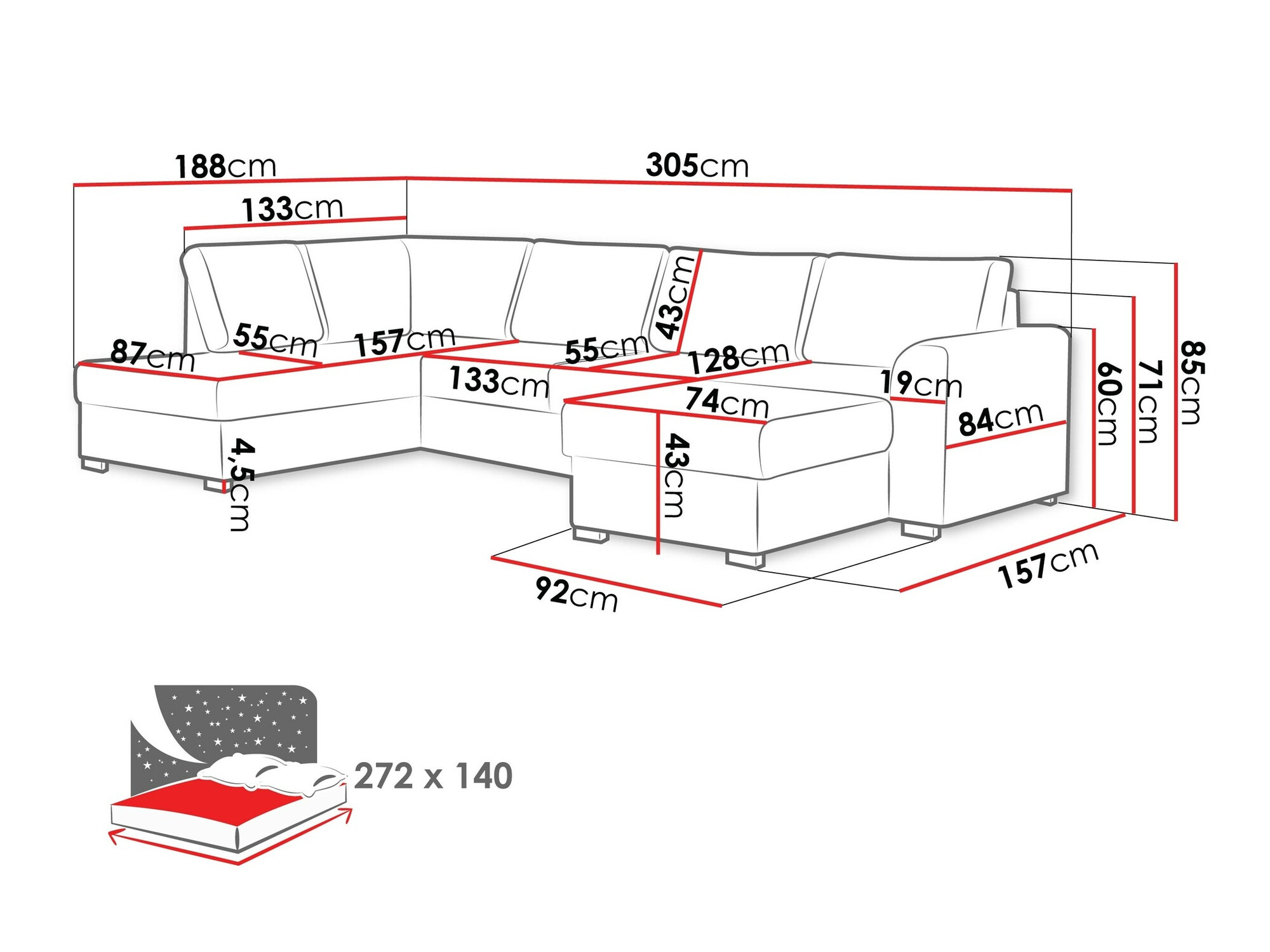Corner sofa Comfivo Flumen (Wave 05)