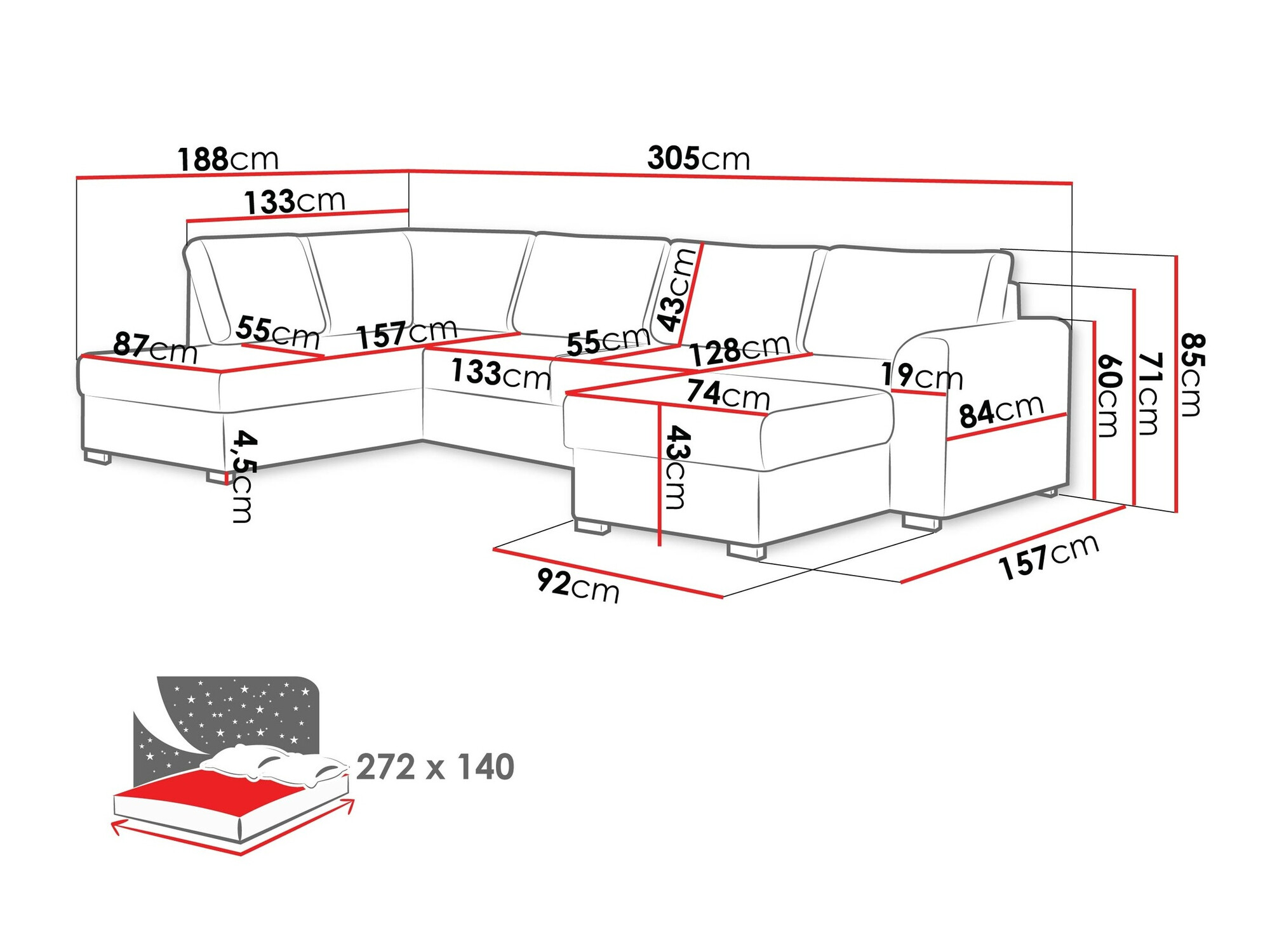 Corner sofa Comfivo Flumen (Wave 09)