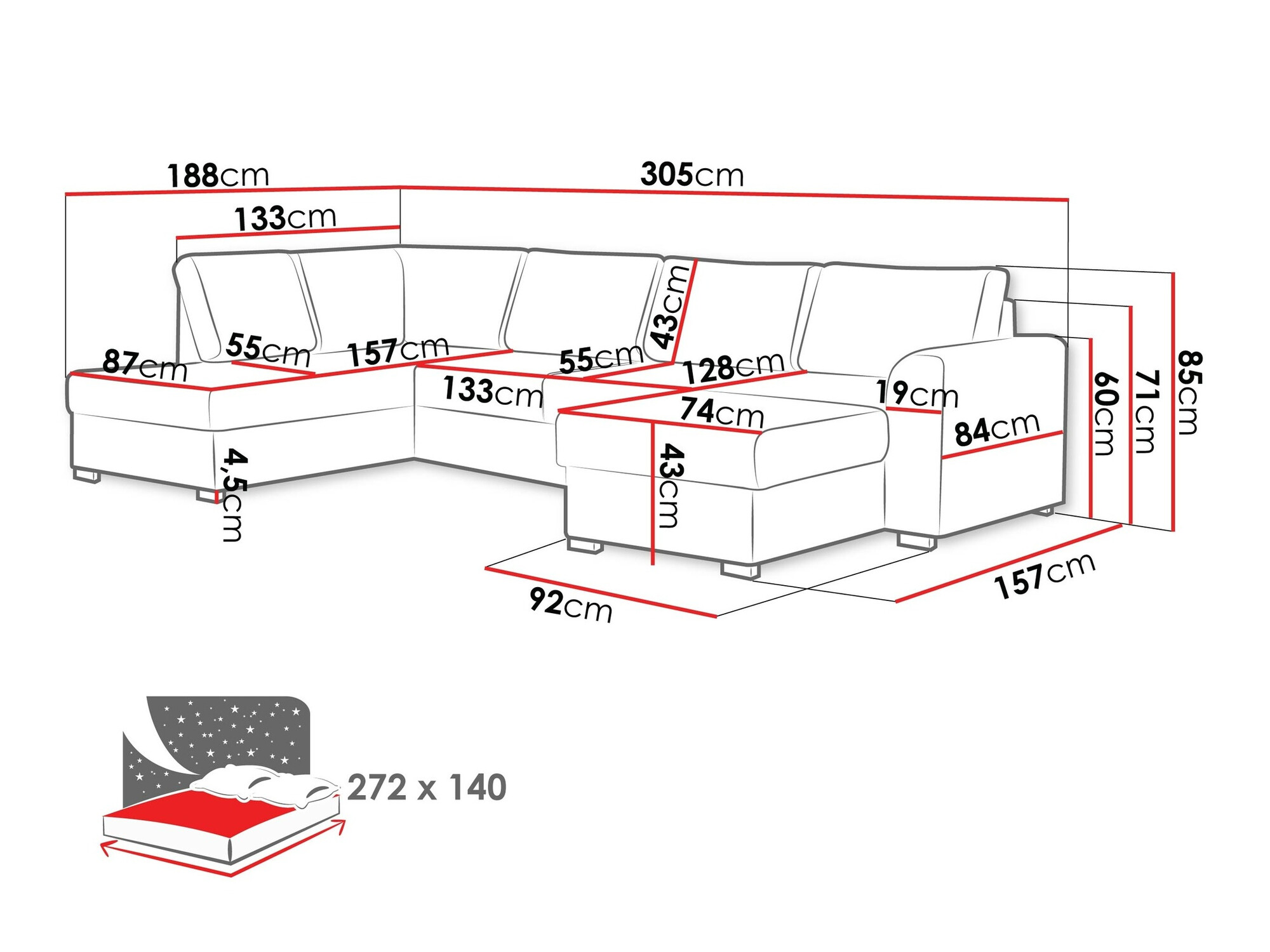 Corner sofa Comfivo Flumen (Wave 09)
