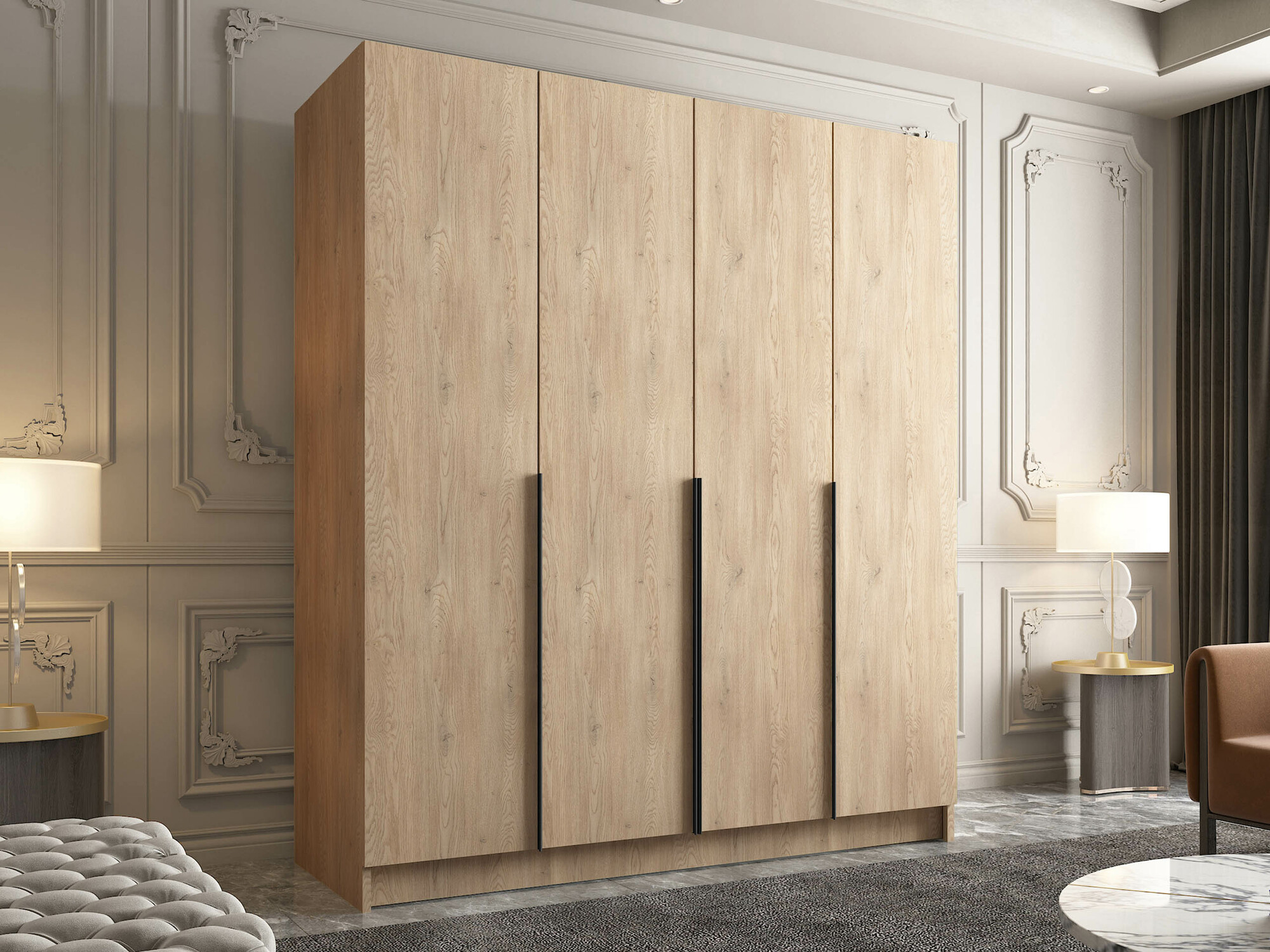 Wardrobe Closico Navor I (Light wood + Black)