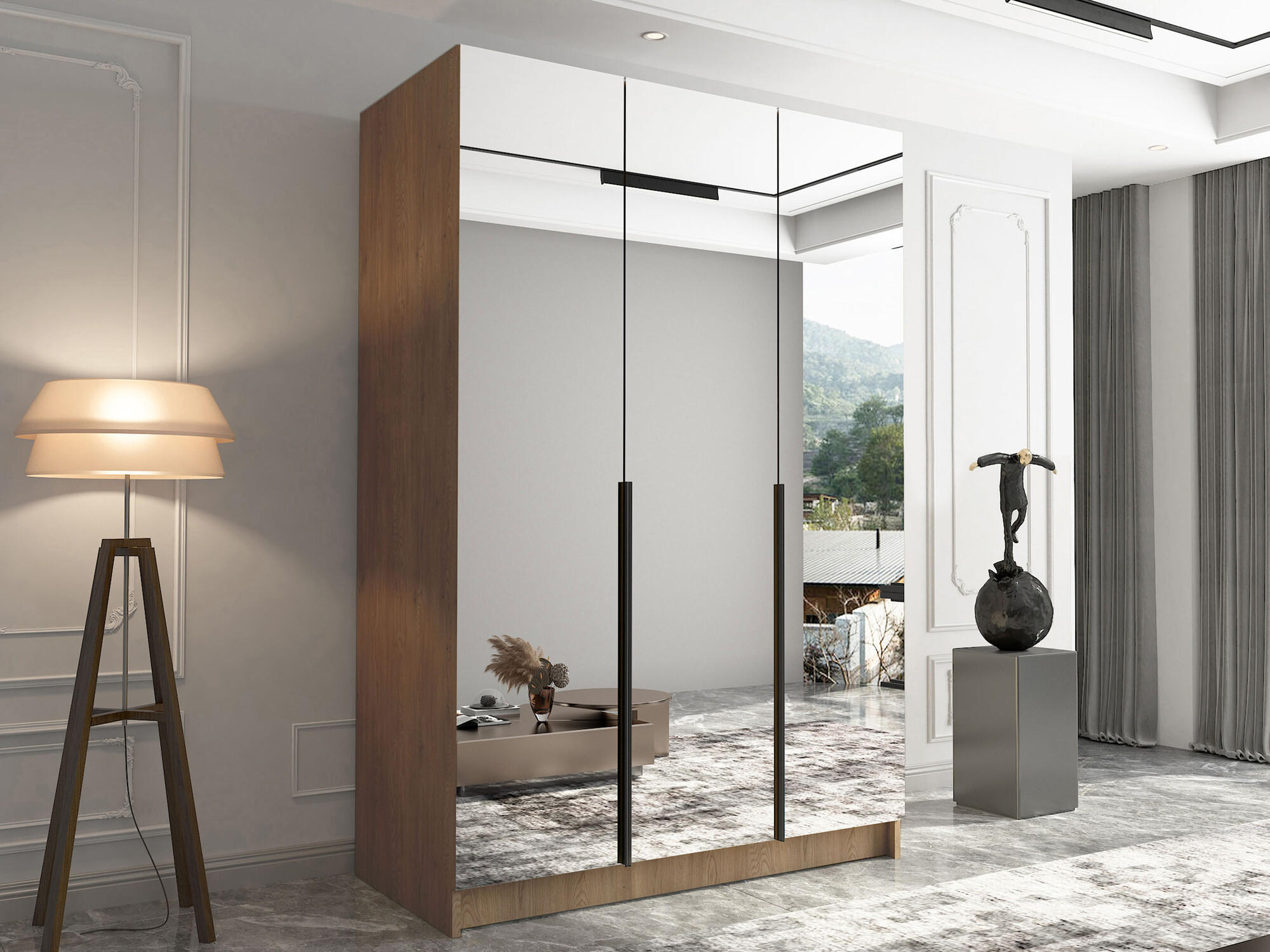 Wardrobe Closico 196 (Light wood + Black)