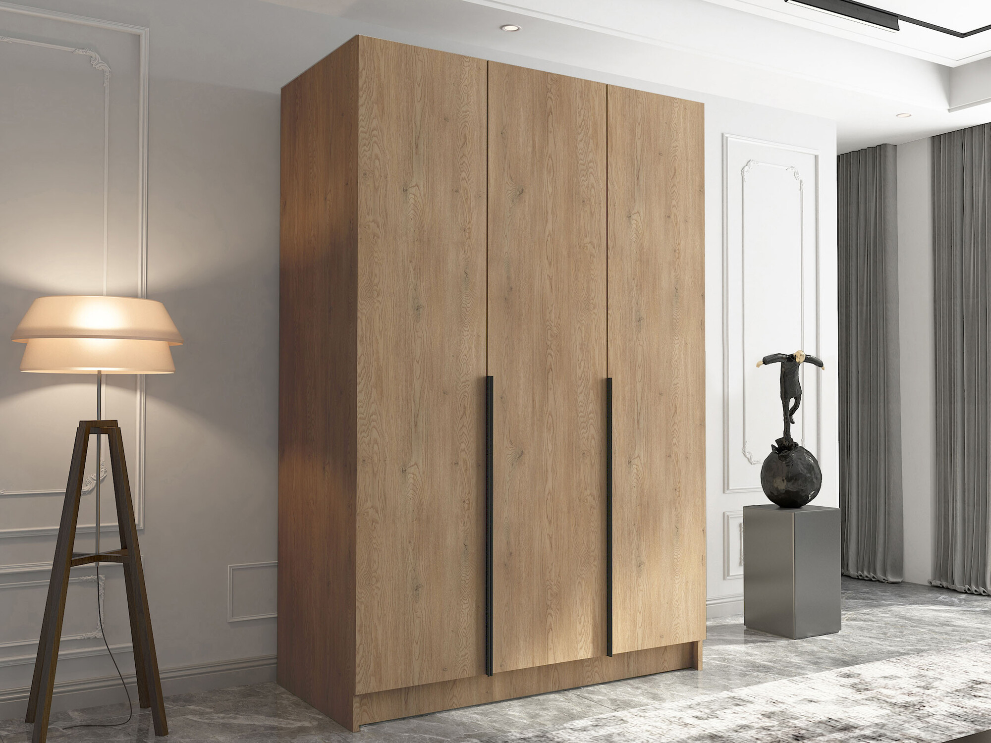 Wardrobe Closico 198 (Light wood + Black)