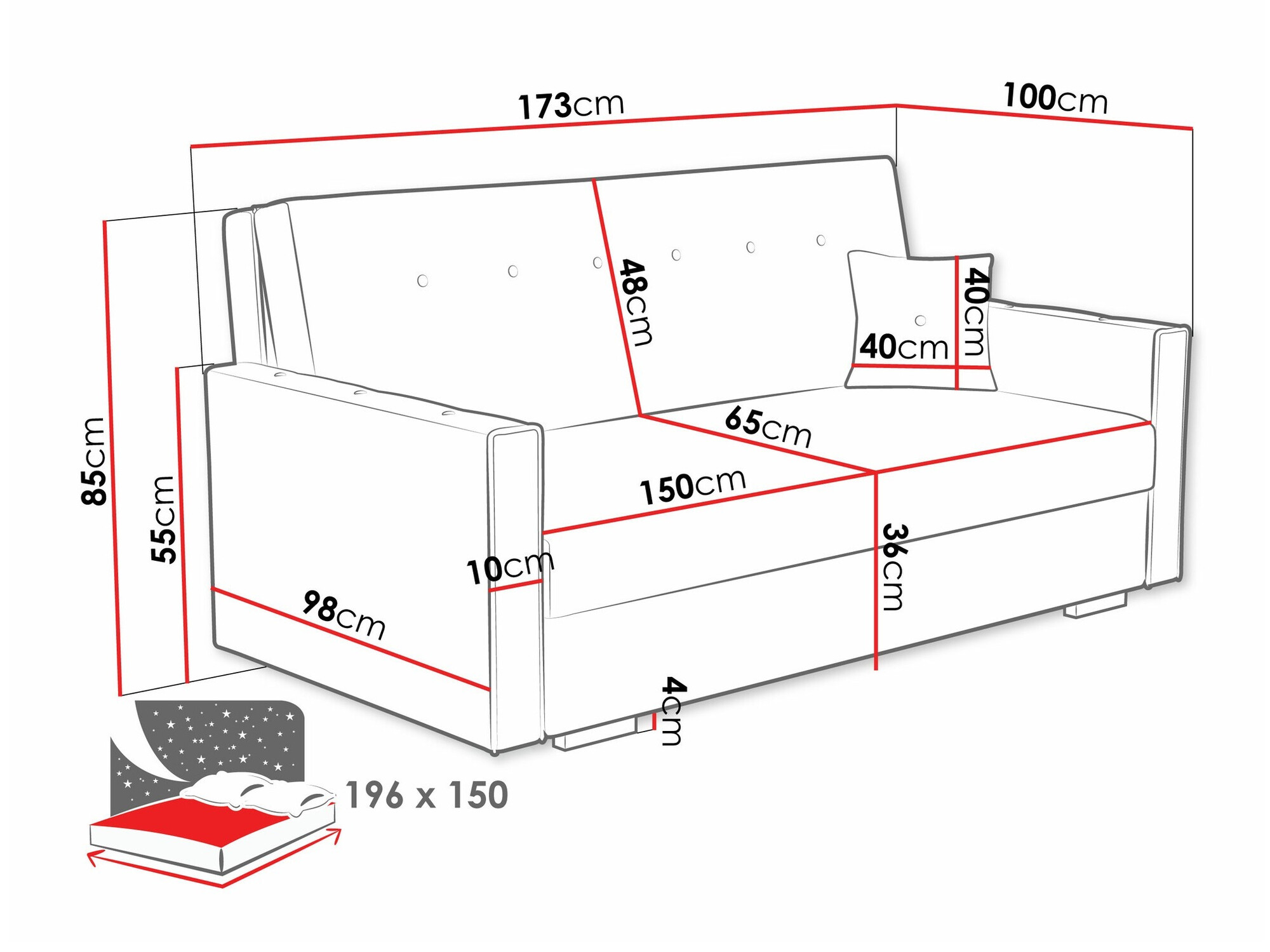 Sofa bed Caelrin IV (Coral 15)