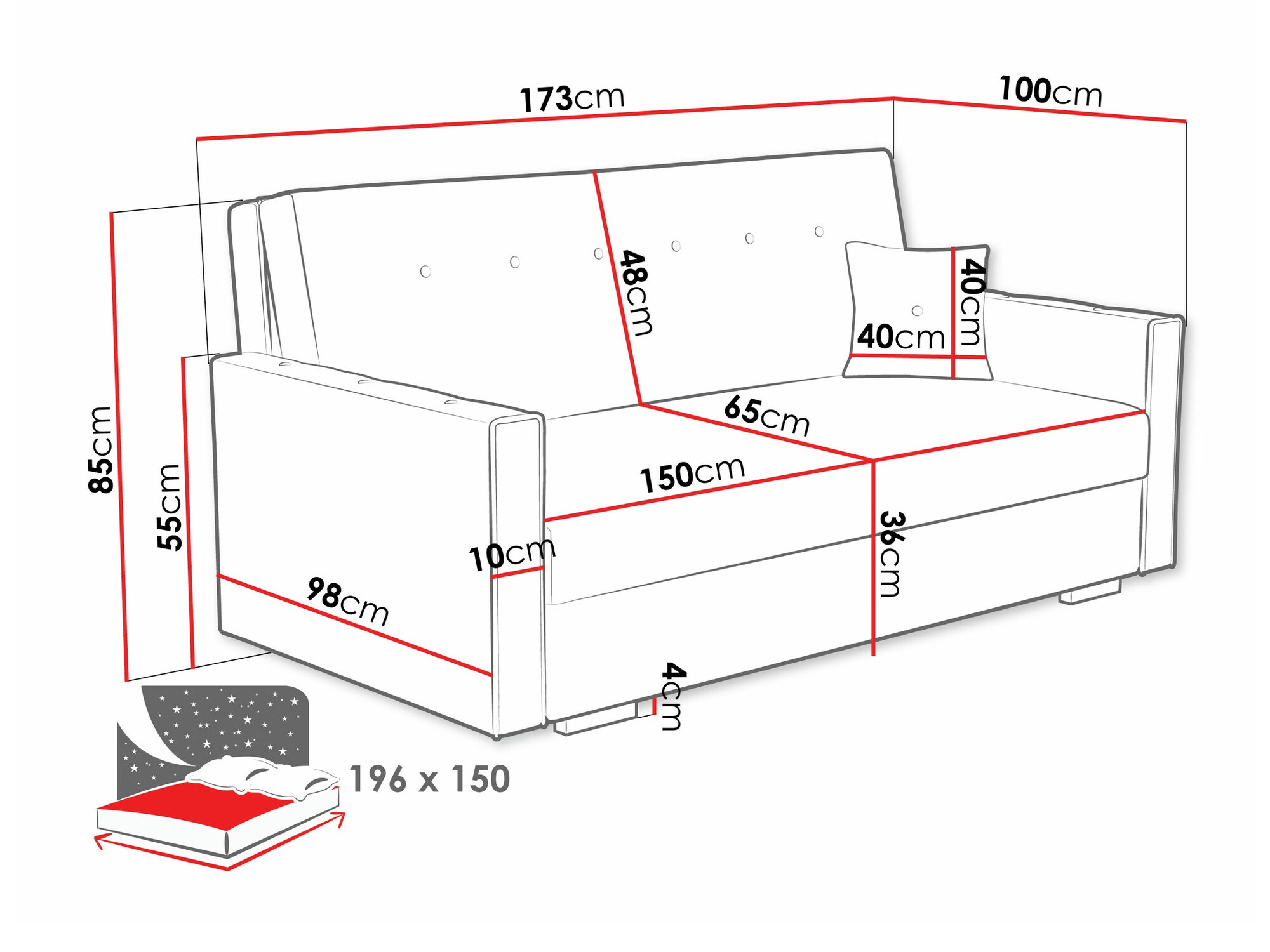 Sofa bed Caelrin IV (Coral 45)