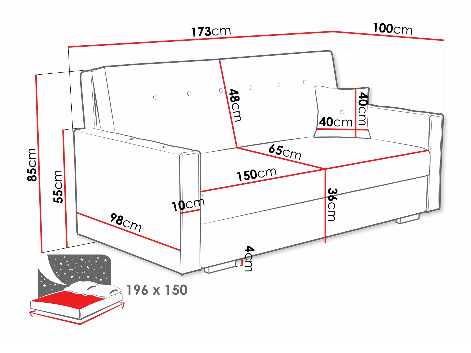 Sofa bed Caelrin IV (Coral 50)