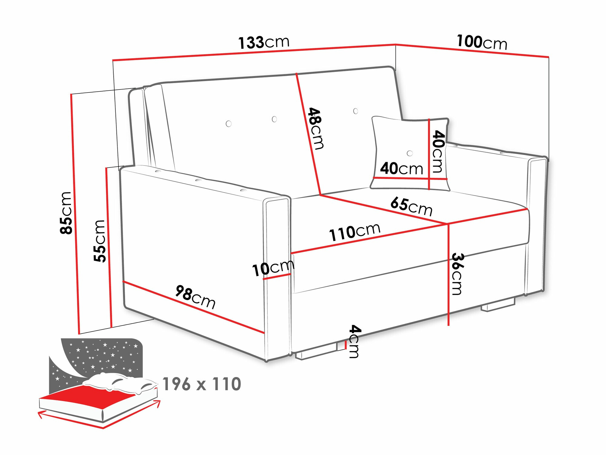 Sofa bed Caelrin II (Coral 15)