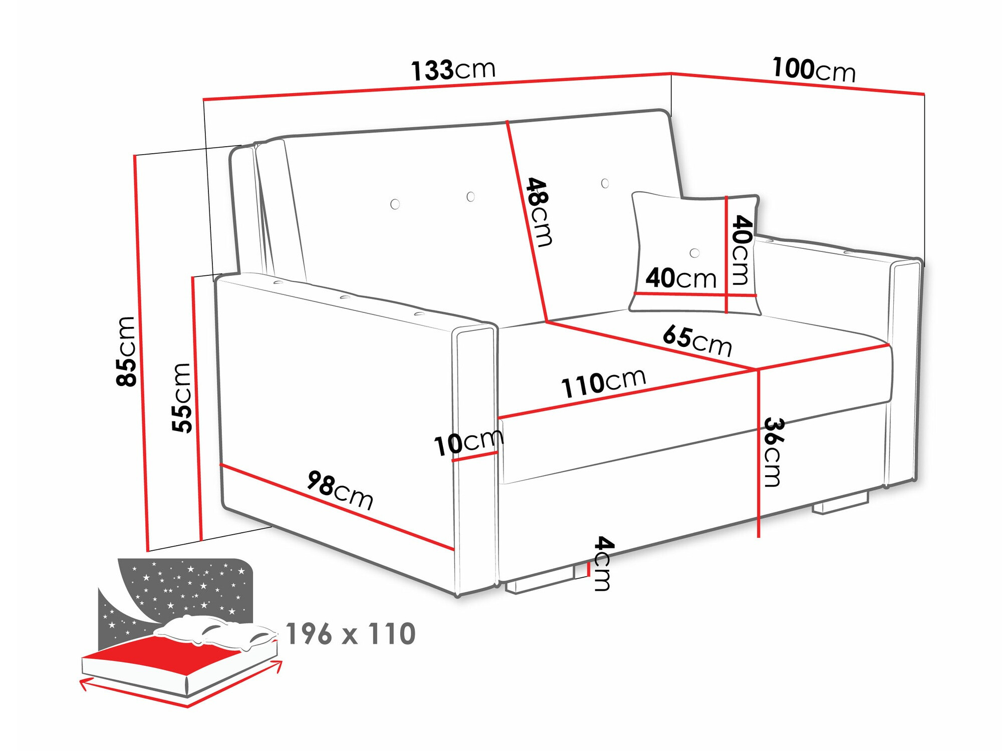 Sofa bed Caelrin II (Coral 65)