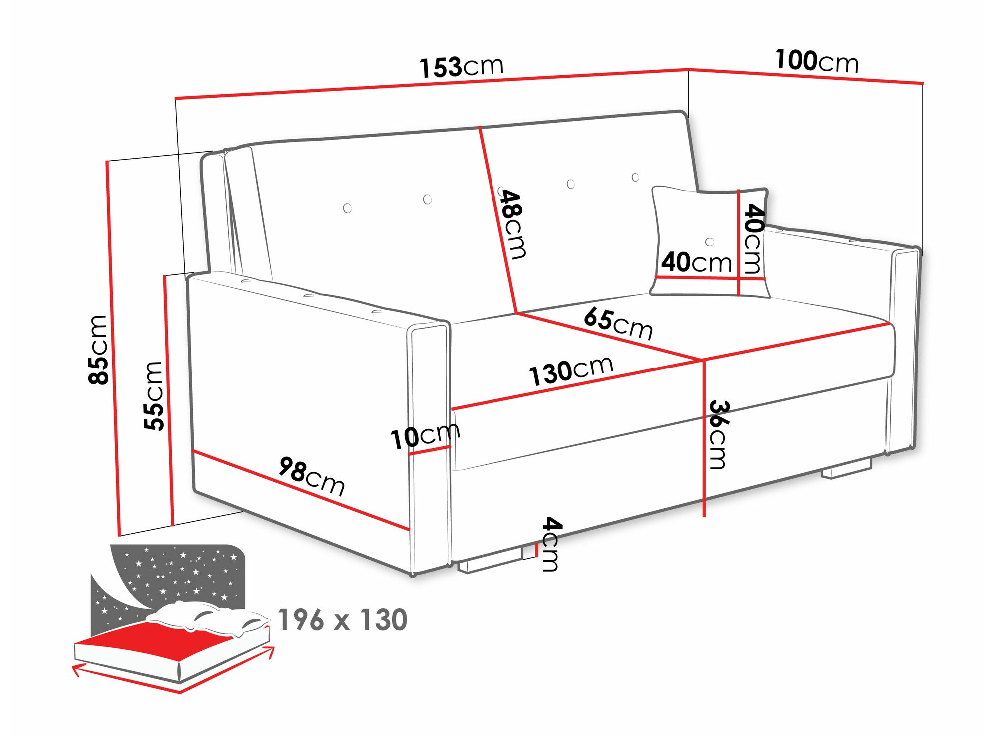 Sofa bed Caelrin III (Coral 15)