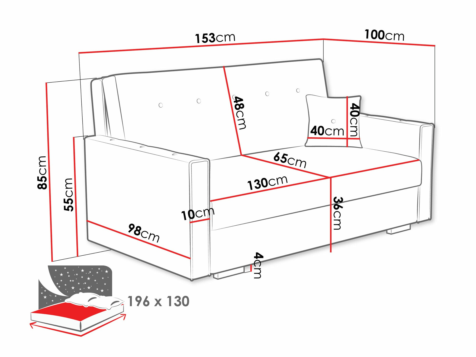 Sofa bed Caelrin III (Coral 55)