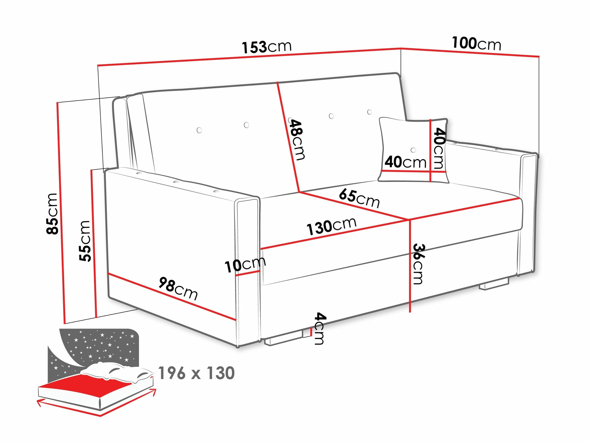 Sofa bed Caelrin III (Coral 75)